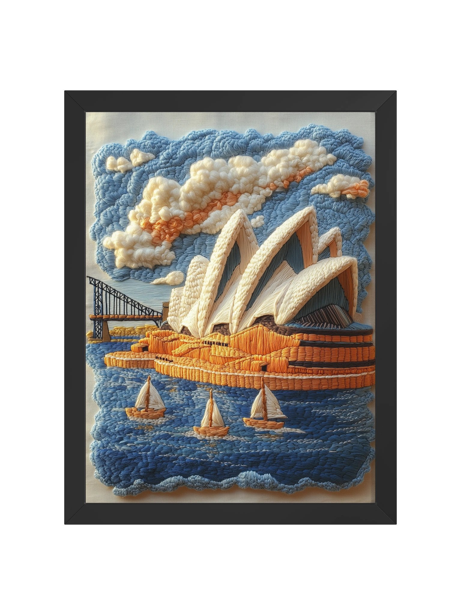 Sydney by the Harbour | Embroidery-Style Wall Art — Framed Print product image (17)