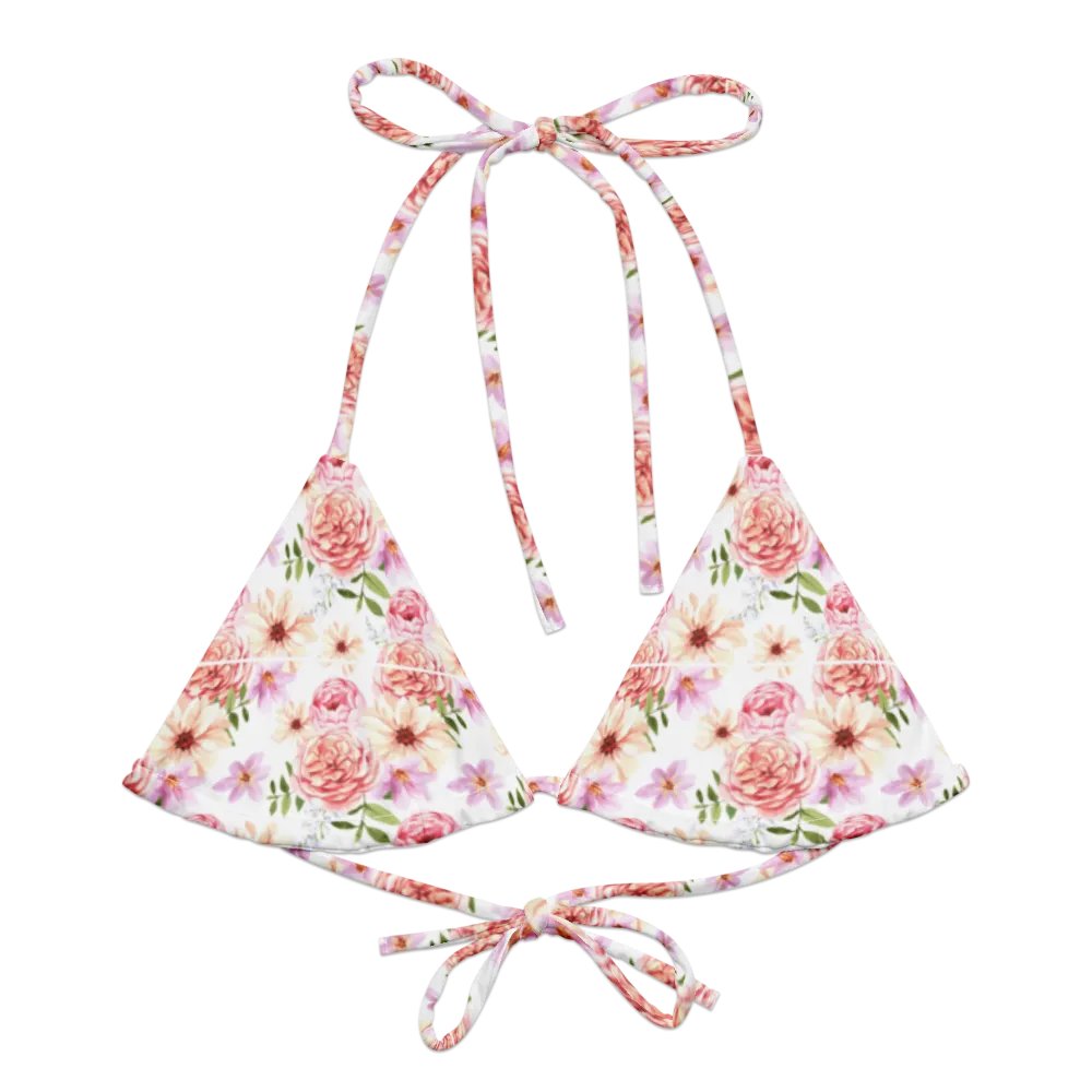 Watercolour Floral Pattern String Bikini Top - v2 product image (2)
