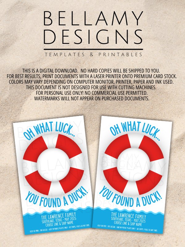 Editable Cruise Ship Duck Hunting Tags product image (9)