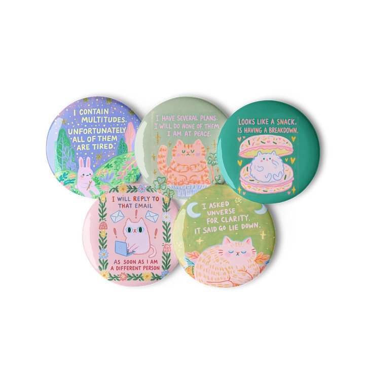Go Lie Down Cat Pin Button Set product image (3)