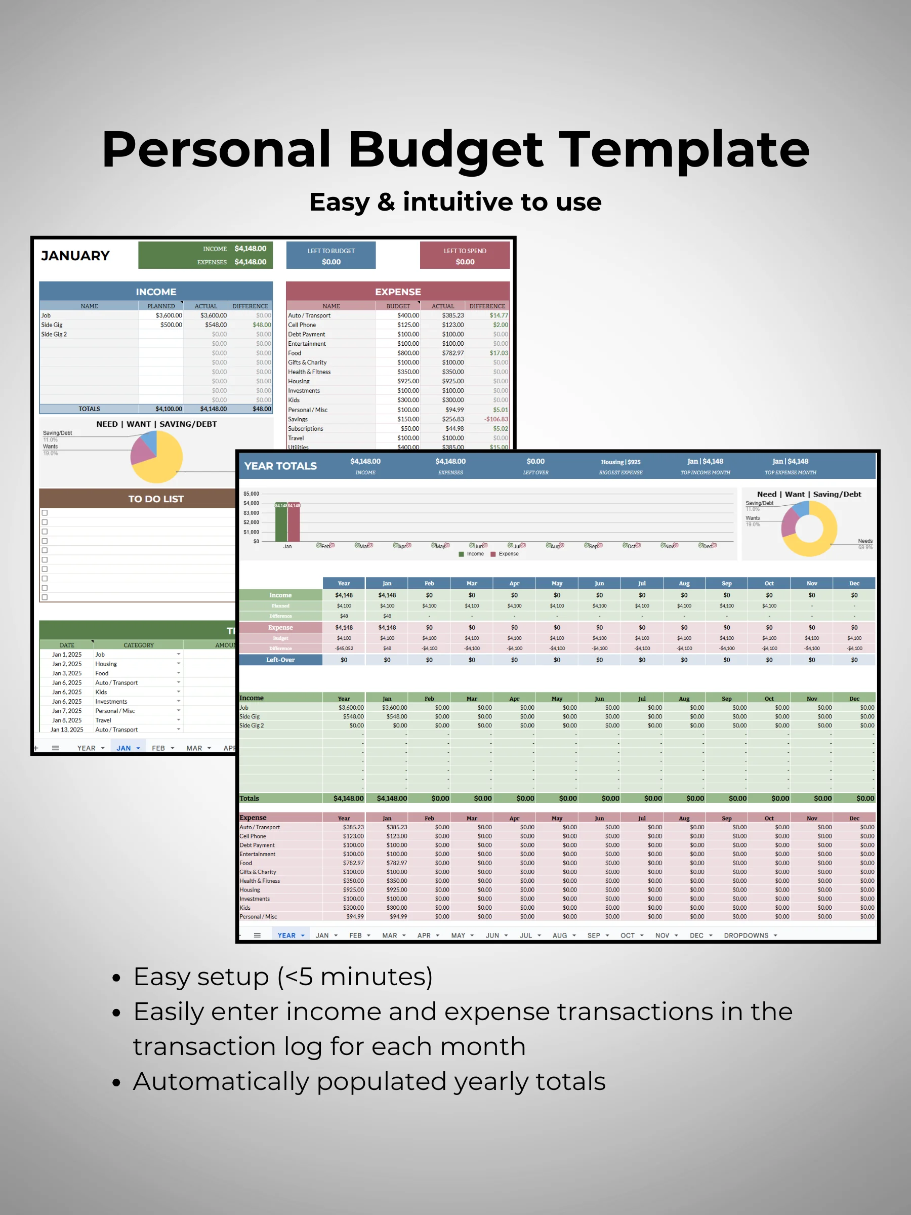 Simple Personal Budget Template (Google Sheets) product image (1)