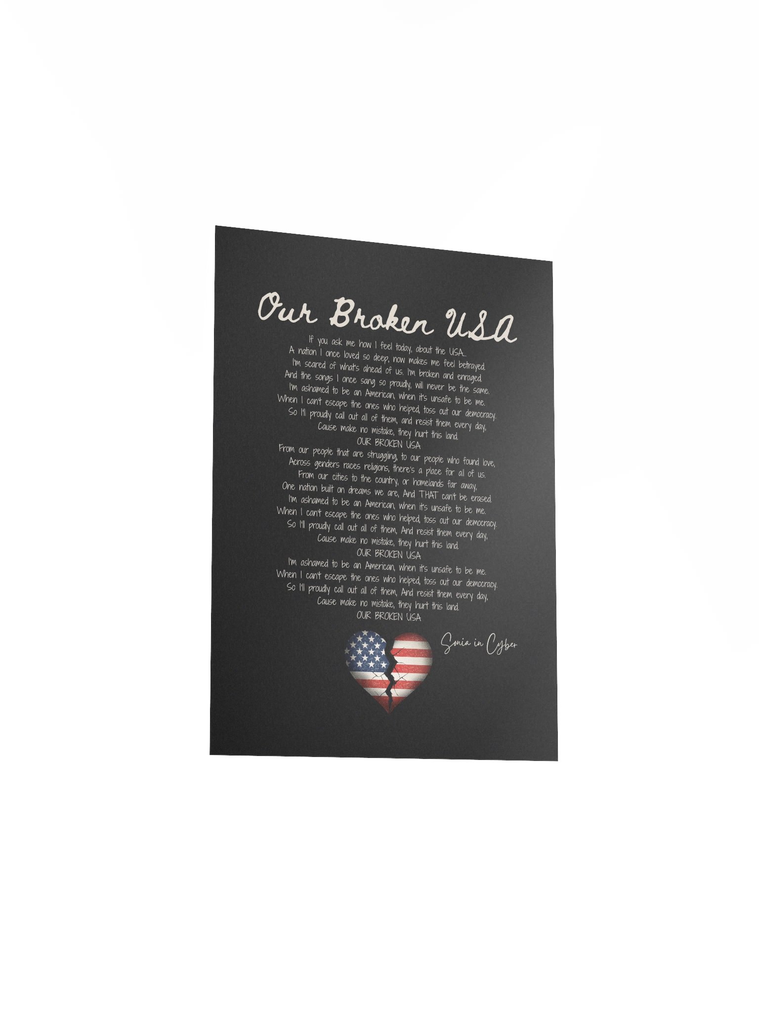 Our Broken USA Lyric Poster – Black Edition | Protest Song Art Print (Physical Product) product image (3)