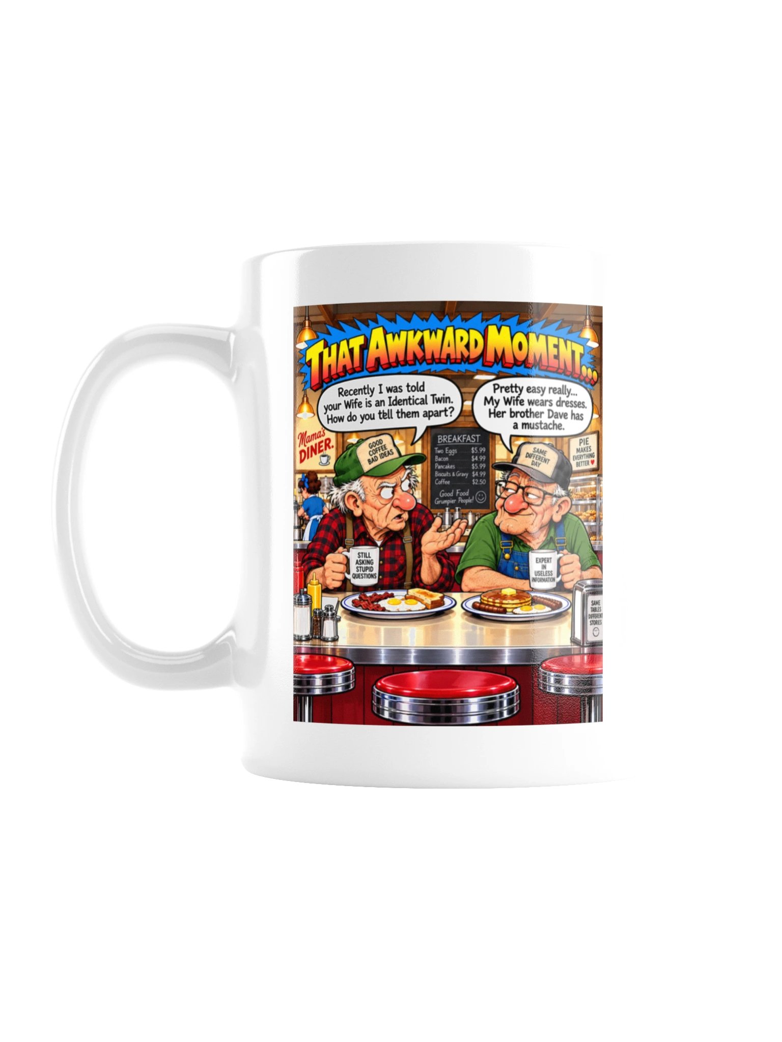 1 Earth Prints Two Old Men at the Diner White Glossy Mug product image (1)