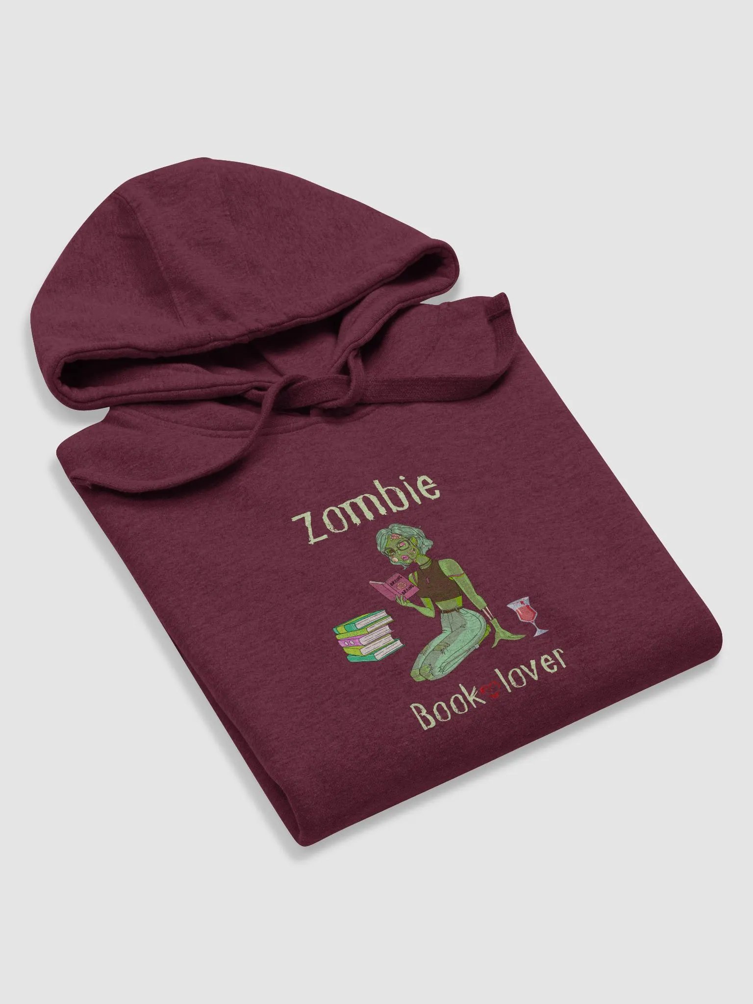 Zombie Book Lover - Maroon Unisex Hoodie product image (5)