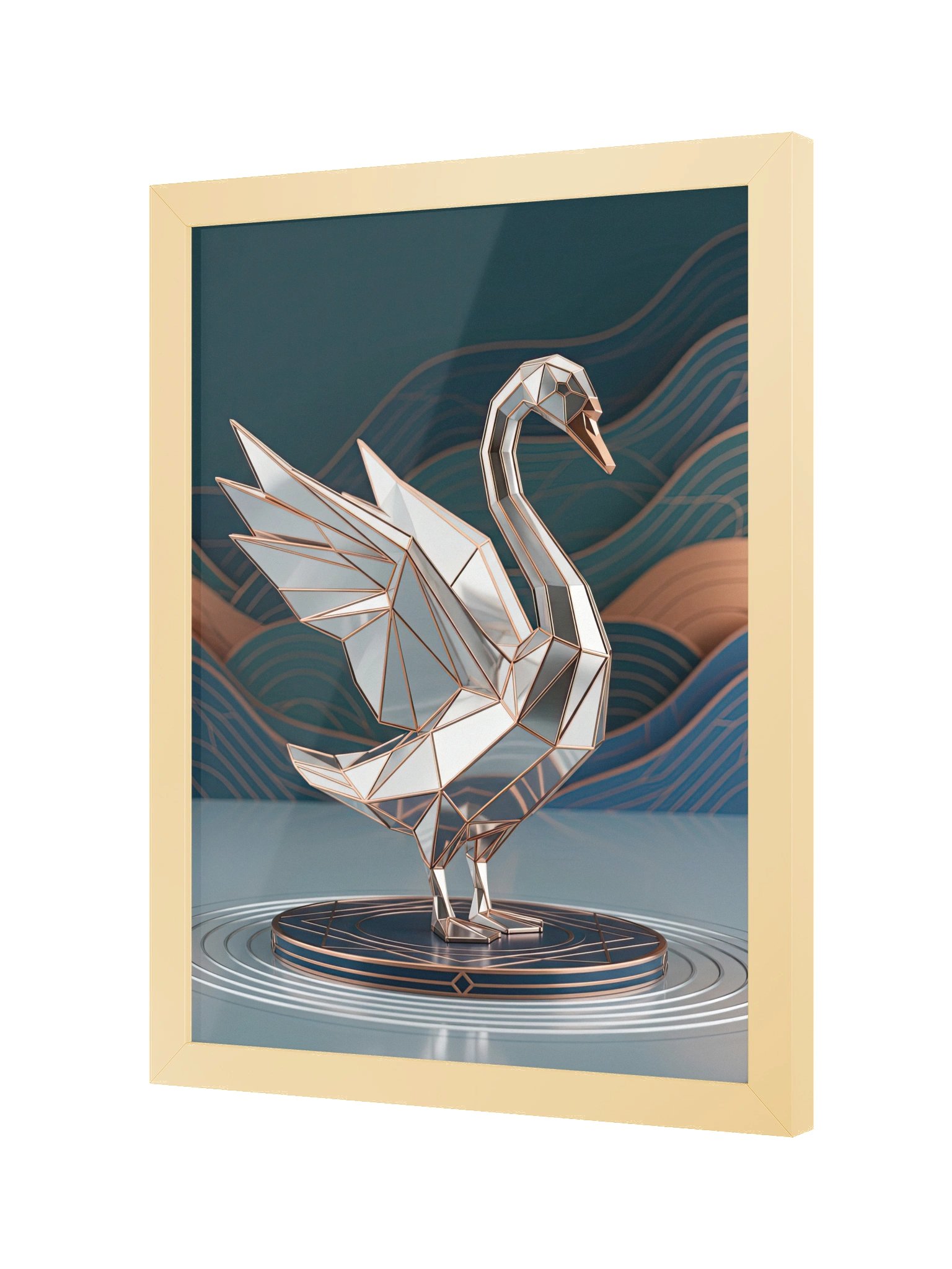 Geometric Metallic Swan Framed Poster - Neo-Deco Wall Art product image (16)