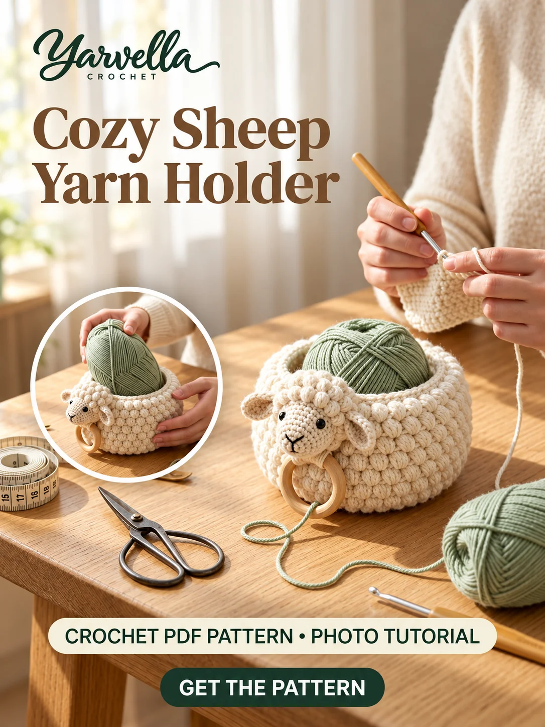 Fluffy Sheep Yarn Bowl Crochet Pattern PDF – Amigurumi Yarn Holder product image (1)