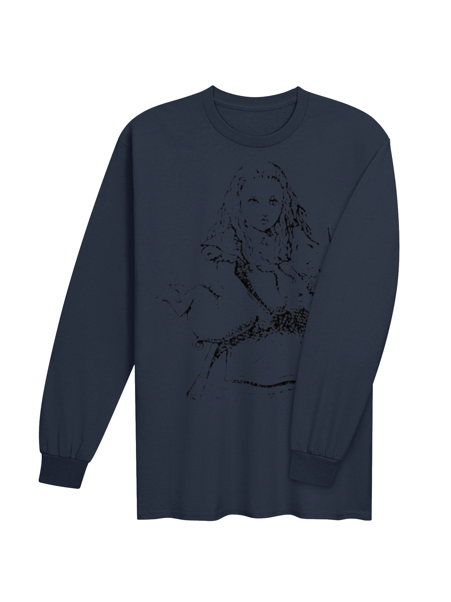 Alice and Pig + We're All Mad Here Unisex Cotton Long Sleeve Shirt, Original John Tenniel Illustration product image (8)
