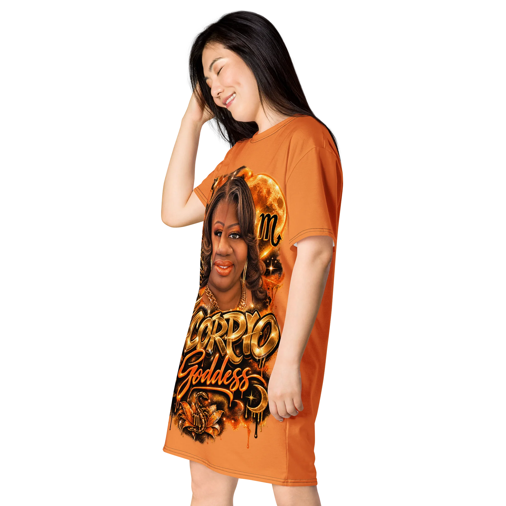 Scorpio Goddess All-Over Print T-Shirt Dress product image (3)