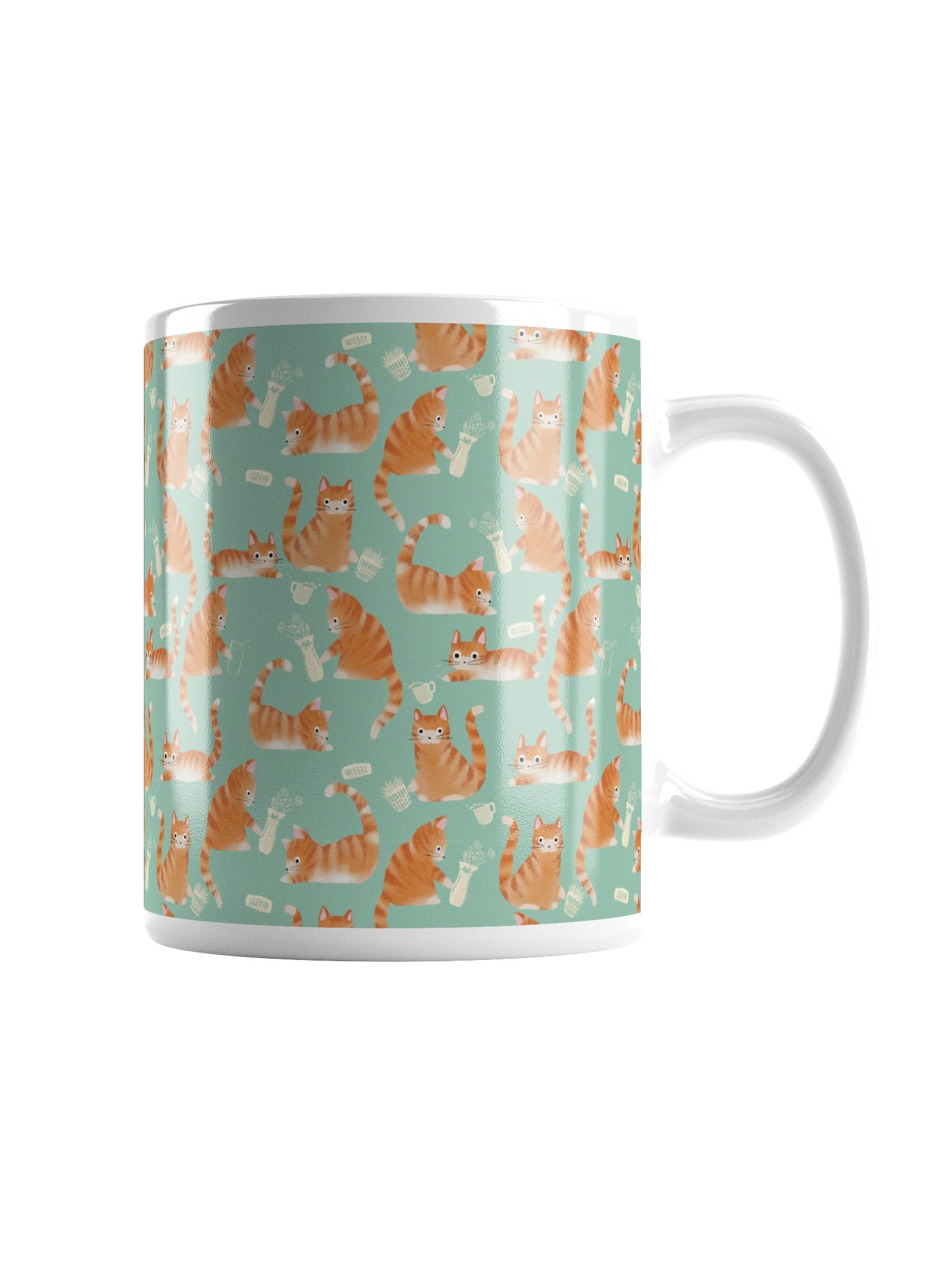 Bad Orange Tabby Cats Knocking Stuff Over Mug, Green product image (1)