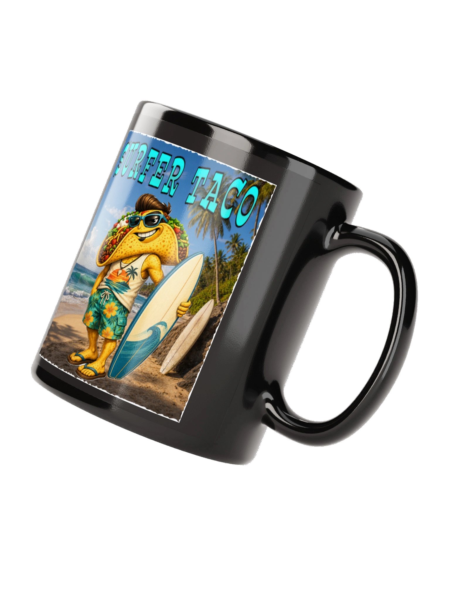 Surfer Taco Black Glossy Mug - The Taco family product image (7)