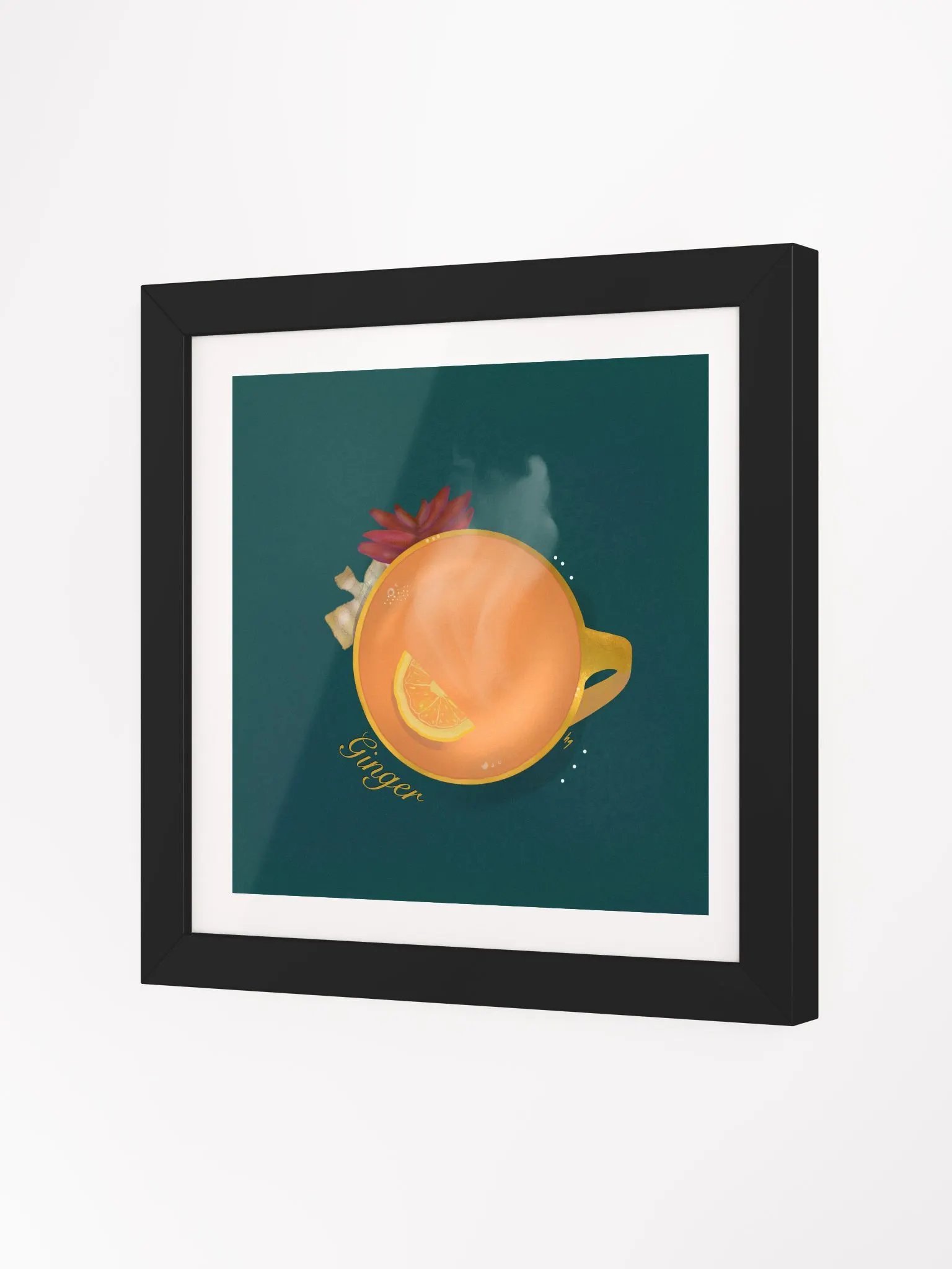 Ginger Herbal Tea Framed Poster - Green product image (1)
