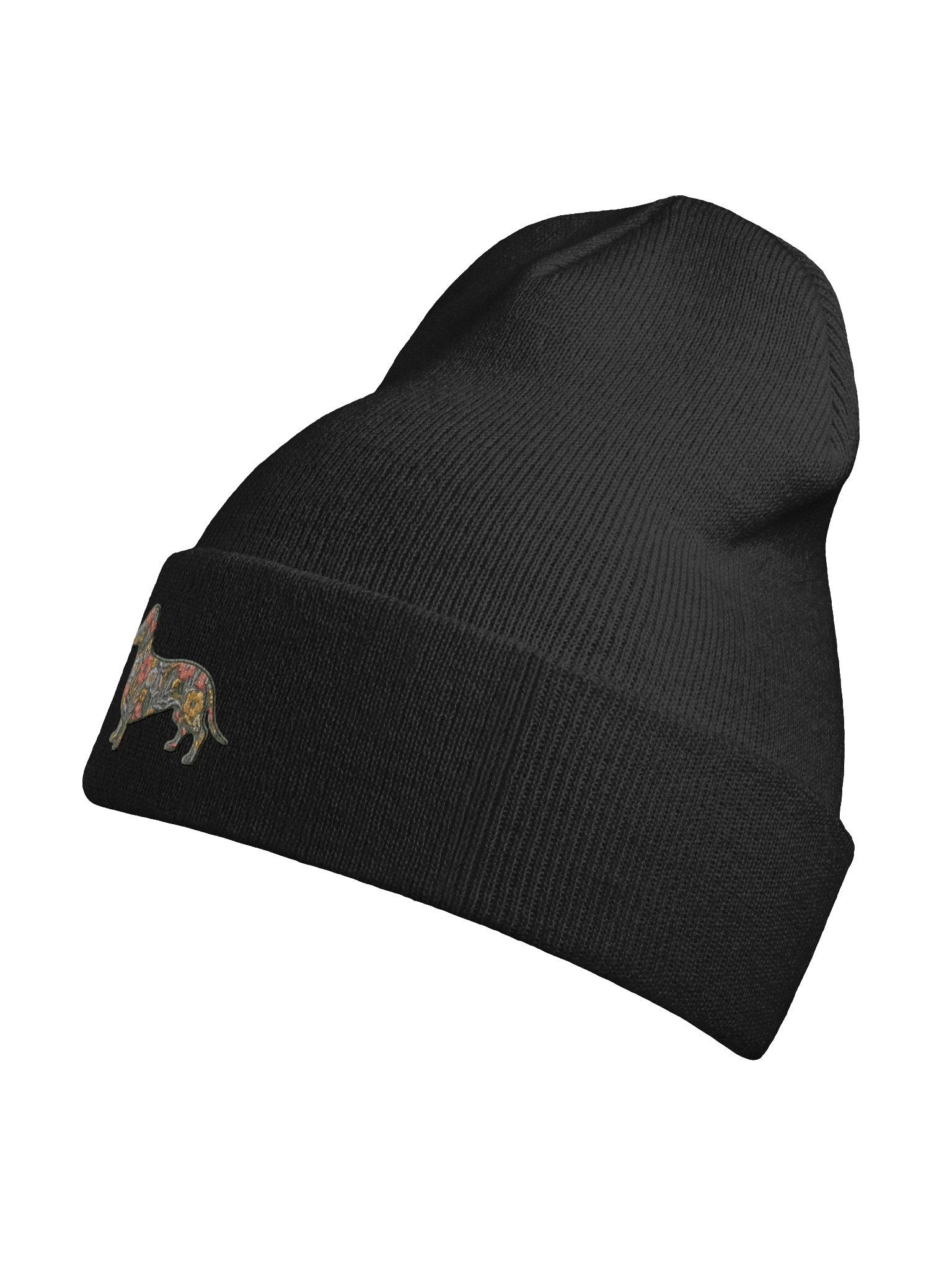 Bestickte Dachshund Mütze mit Blumen | Gemütliche Wintermütze product image (9)
