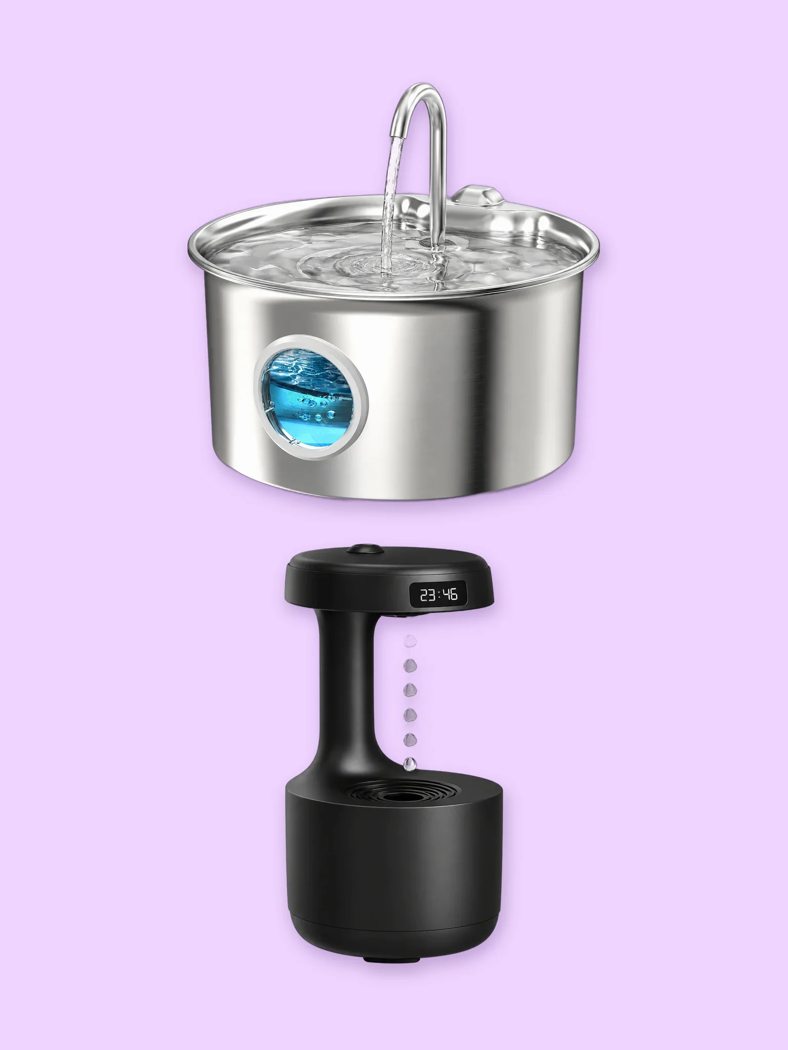 Water Fountain Duo: Stainless Steel and Anti-Gravity Fountains product image (1)