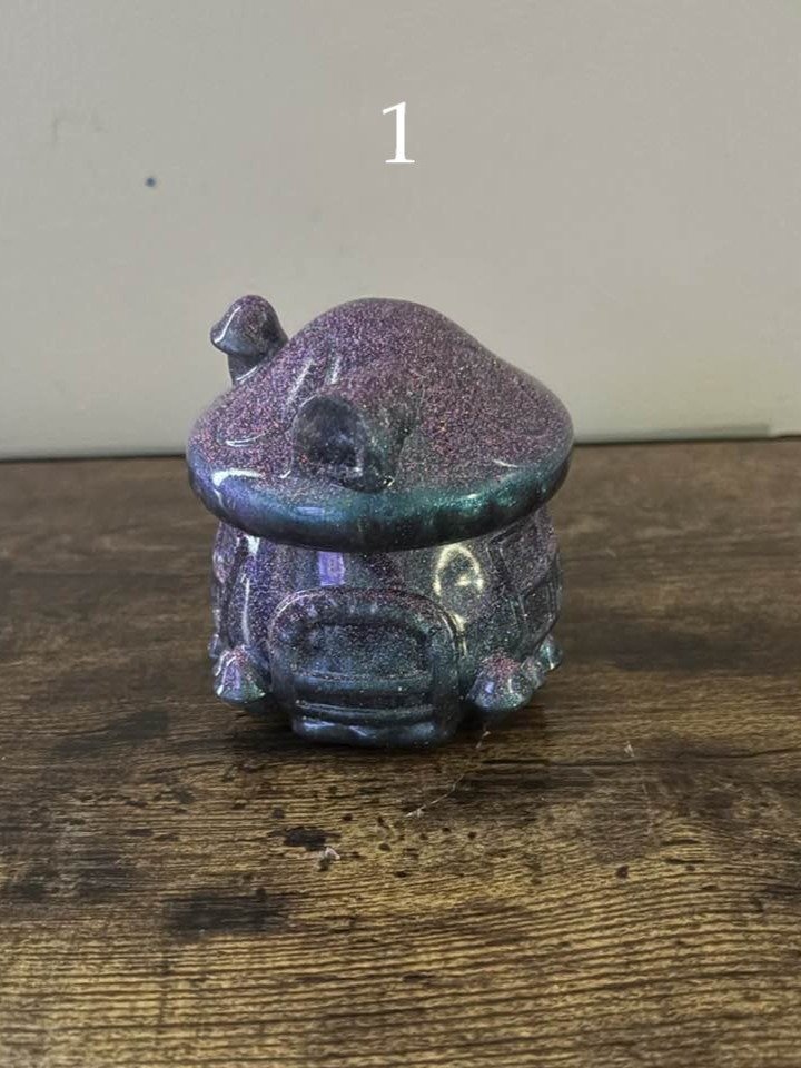 🍄 Handmade Resin Mushroom & Witch House Trinket Jars – One of a Kind product image (1)