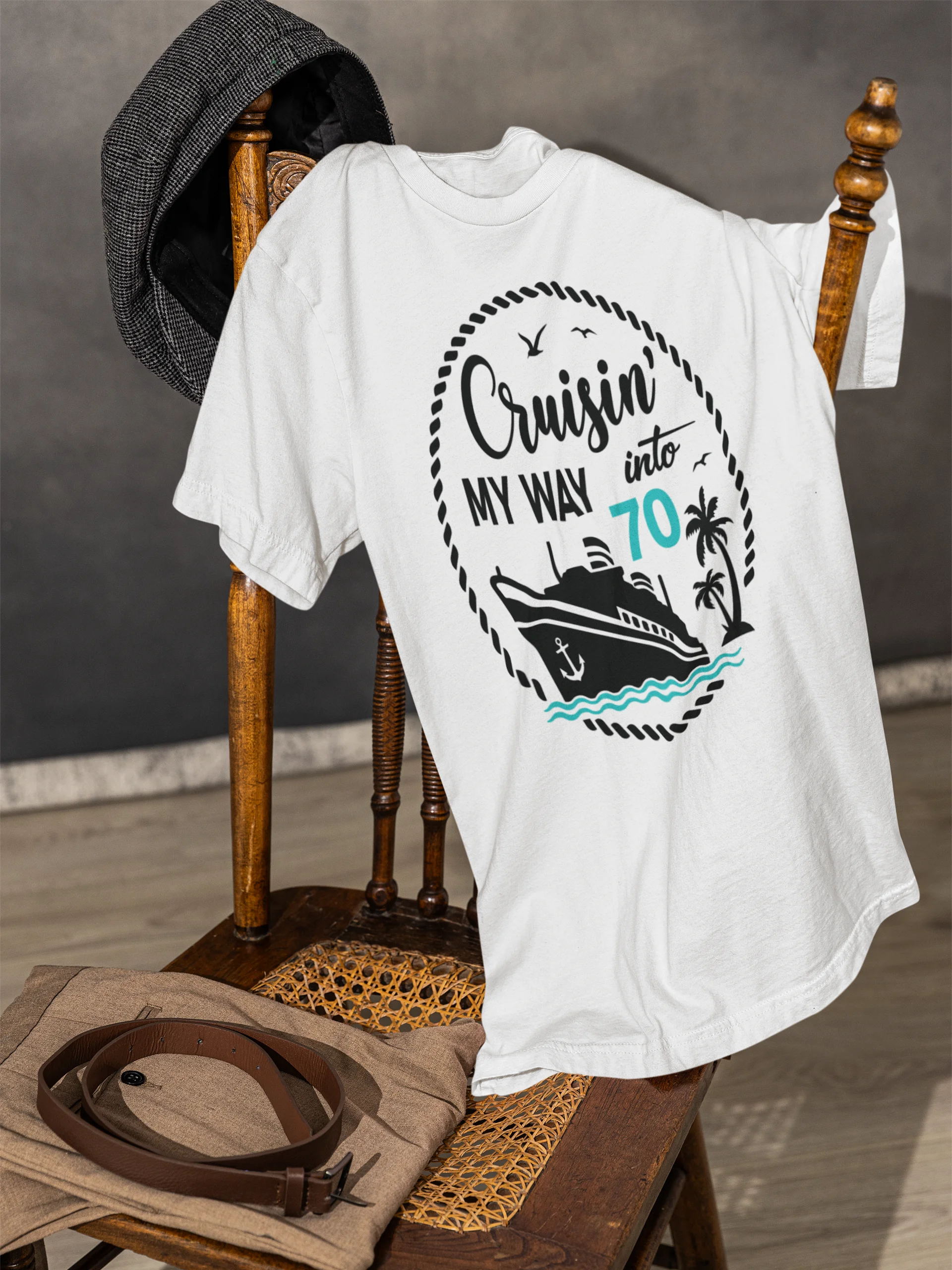 Cruisin' My Way Into 70 Unisex Softstyle T-Shirt Light Colours product image (3)
