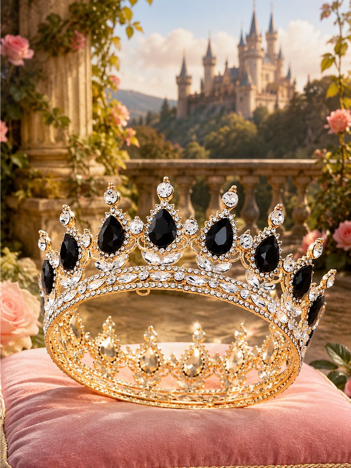 The Armored Kingdom Black Queens Crown (Gold)-Comfort-Beautiful-Glamour-Ceremony-Grace product image (1)