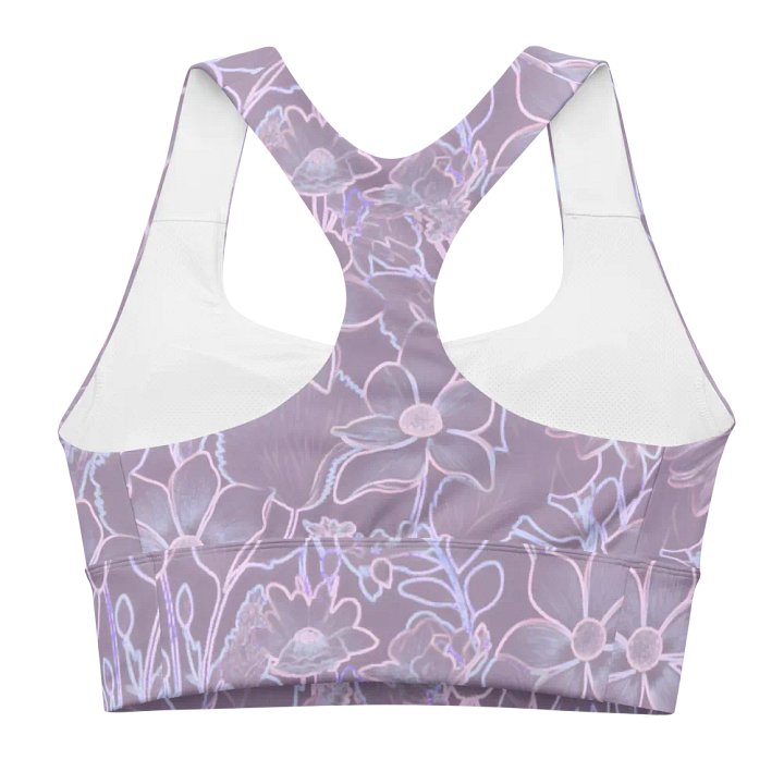 Line art Floral Lilac/All-Over Print Longline Sports Bra by Sublicolor product image (2)