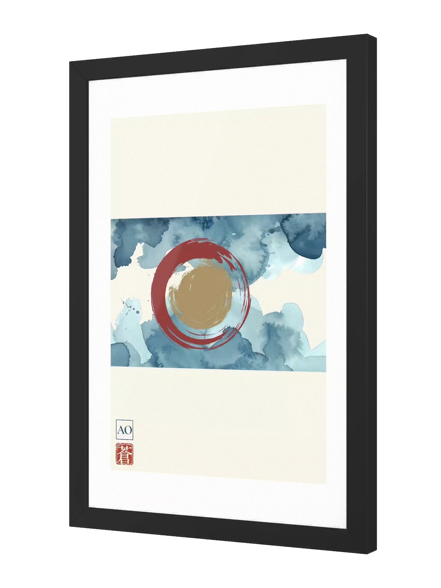Colorado Japanese Ink Art Print | Centennial Peak No.11 | Framed Wall Art - AO Japan Blue product image (2)