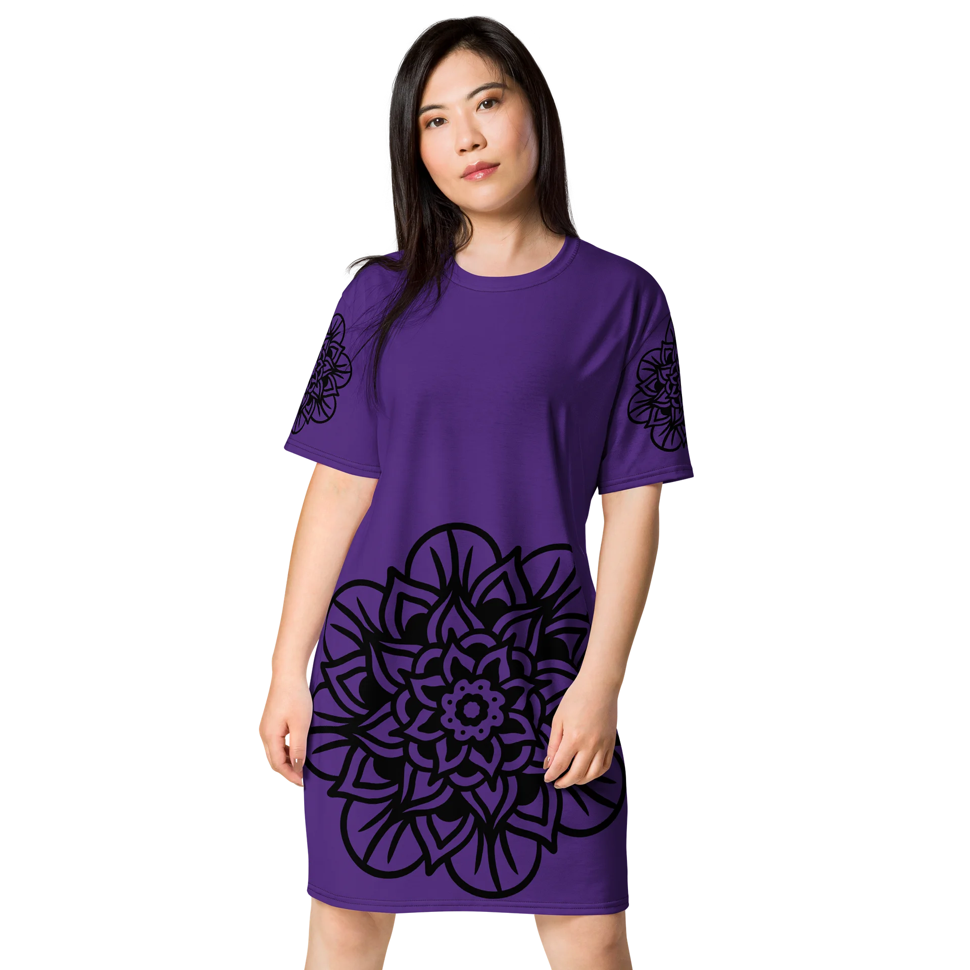 indigo Floral Mandala T-Shirt Dress product image (1)