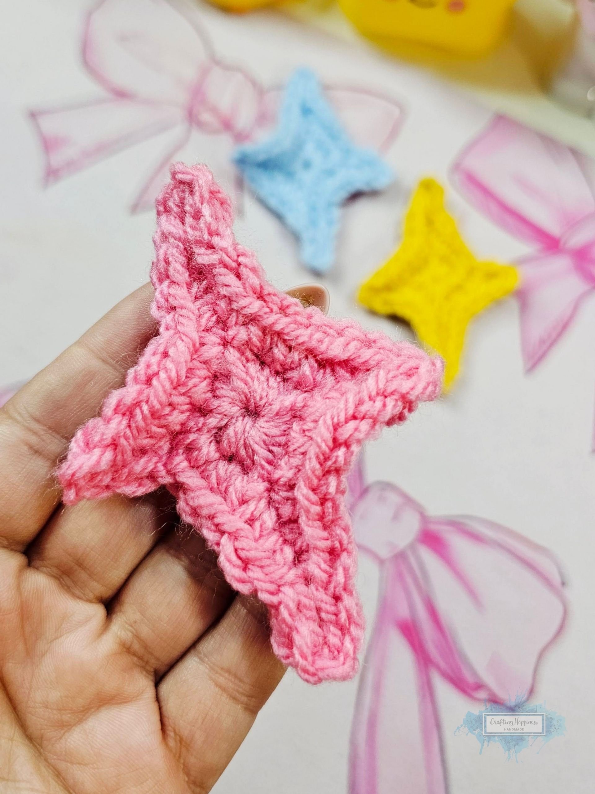 CROCHET PATTERN + VIDEO Emoji Sparkle Star 4 Sizes | Celestial Applique Motif | Kawaii Accessory | Cute Gift pdf product image (10)