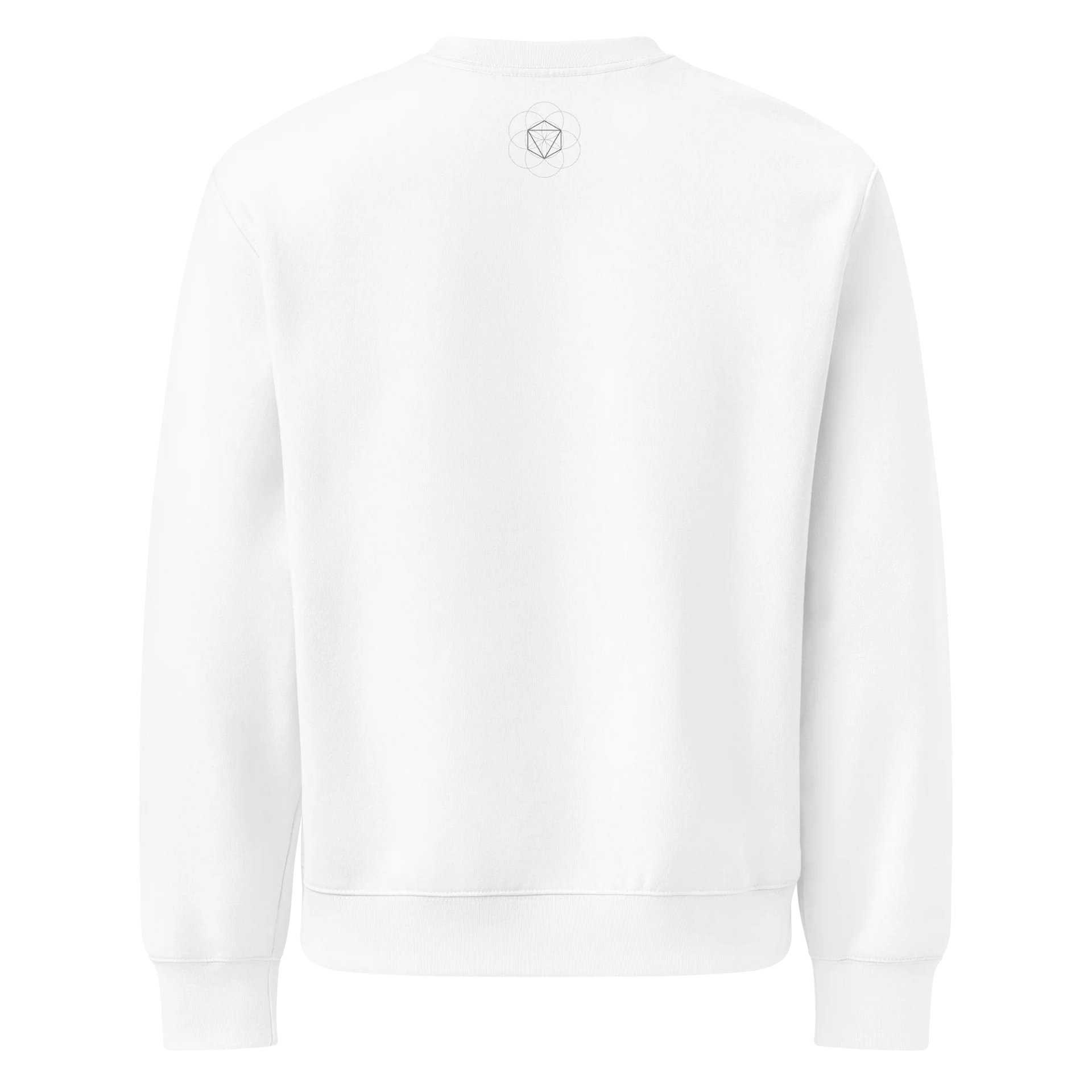 White Sweater – Grey Octahedron (Centered Front & Upper Back Print) product image (2)