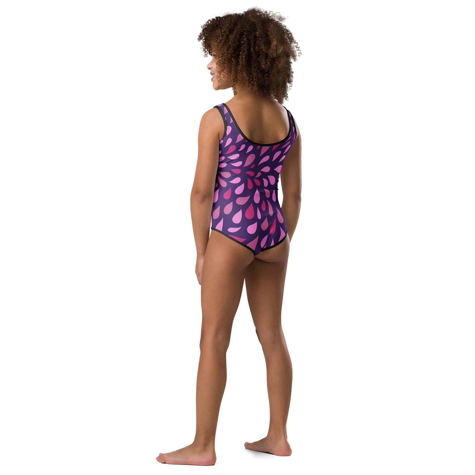 Magenta Floral Swirl Kids Swimsuit product image (4)