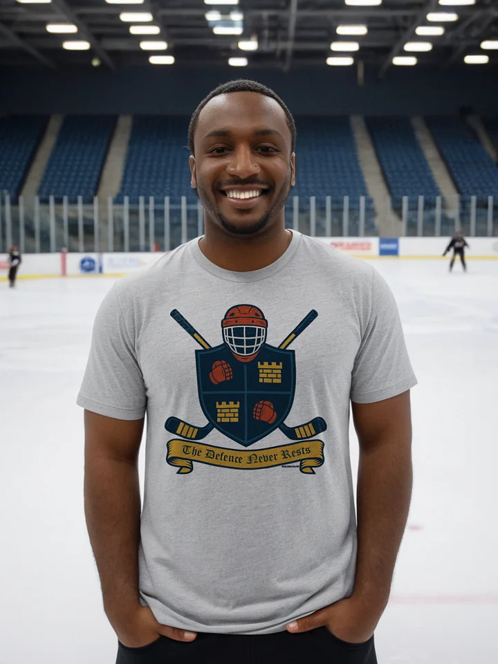 Funny Hockey T-Shirt - The Defence Never Rests - Beer League Hockey Shirt for Men - Gift for Hockey Players who Love Breaking Up Plays product image (2)