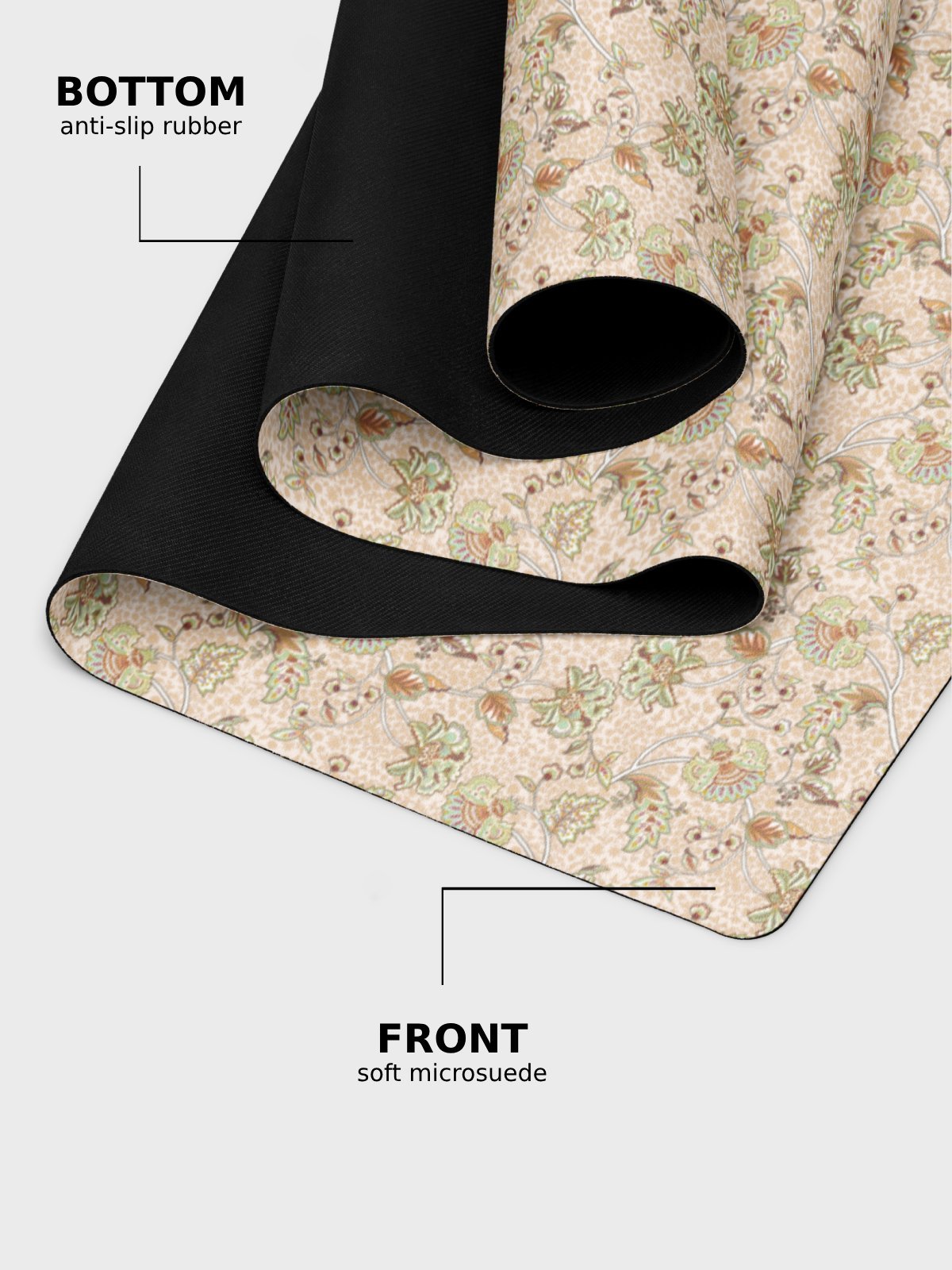 Yoga Mat "Elegant Neutral Beige Chintz" product image (3)