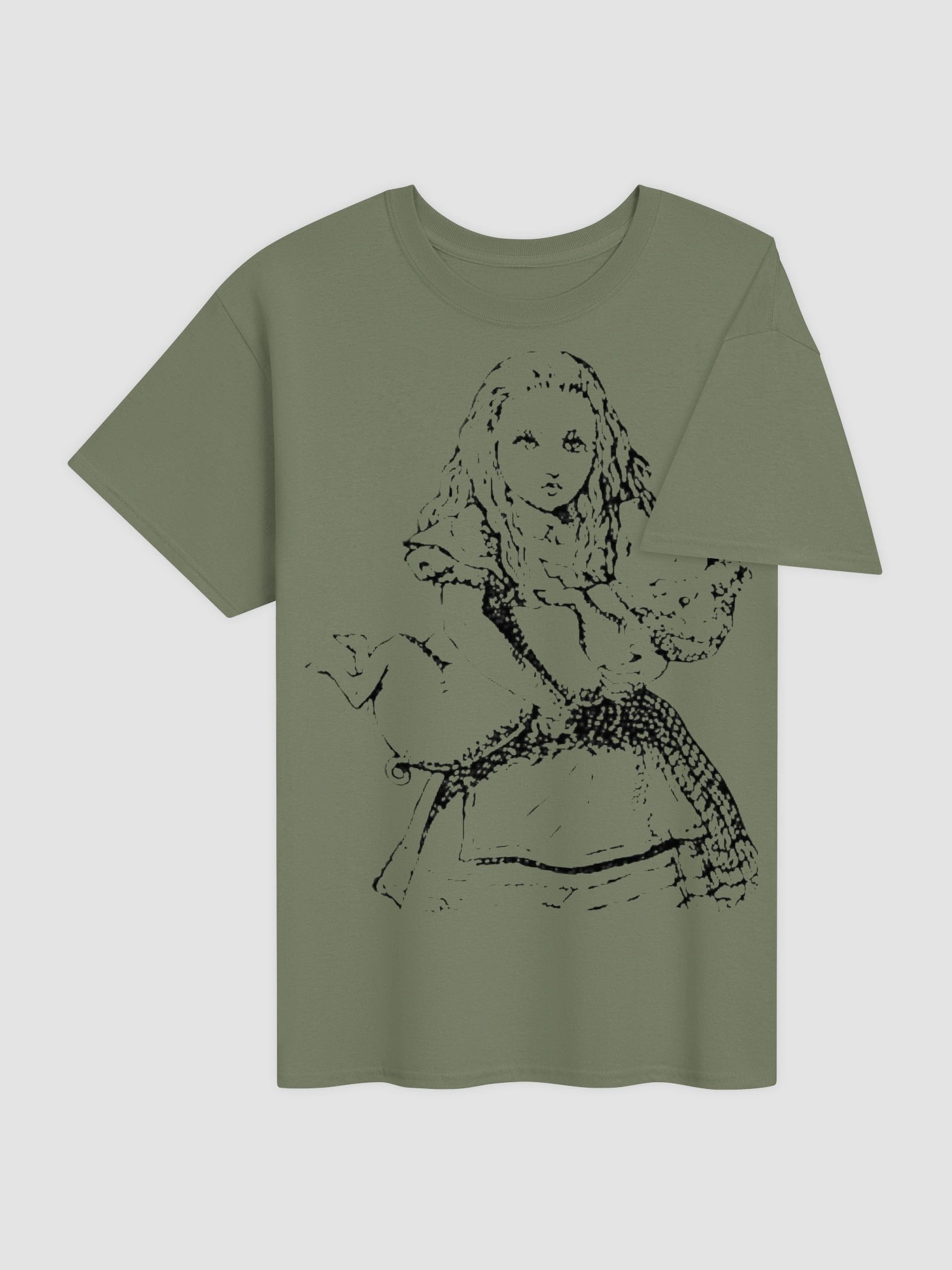 Alice and Pig + Extremely Curious and Even More Skeptical Unisex Heavyweight Cotton T-Shirt, Original John Tenniel Illustration product image (44)
