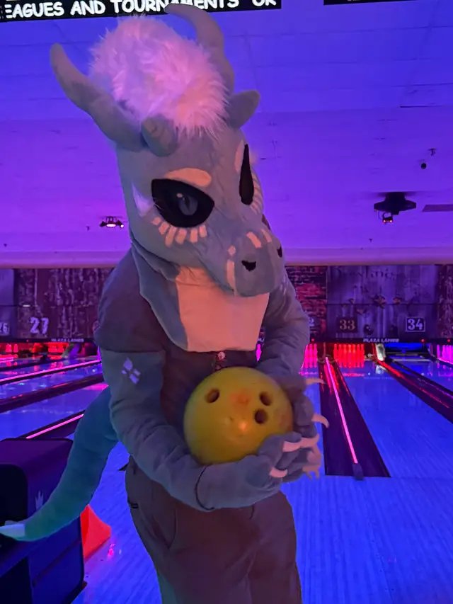 Who wants to go bowling with this derg? #fursuitfriday #dragon #furry #fursona #furries