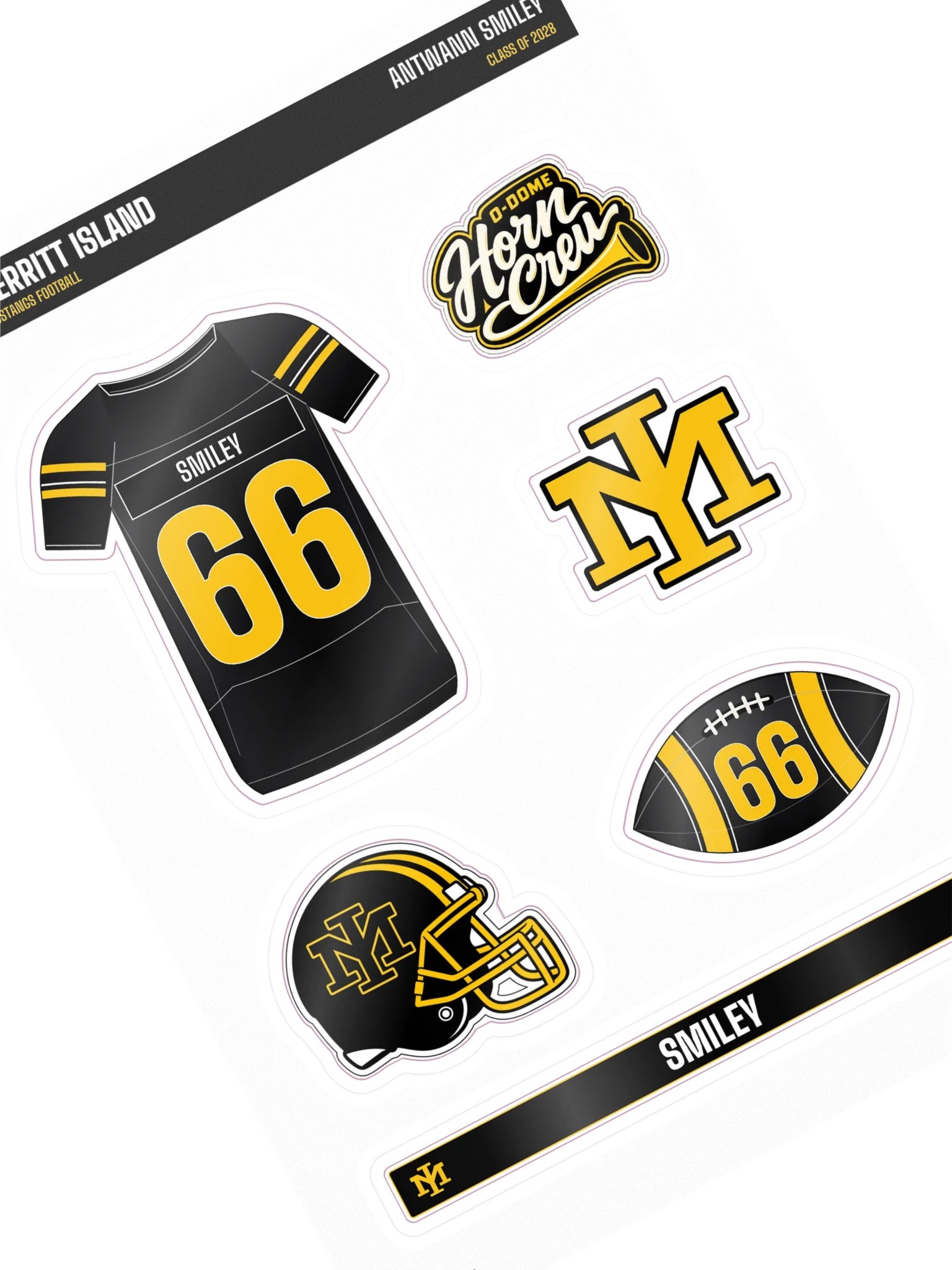 Antwann Smiley #66 — Mustangs Sticker Sheet product image (1)