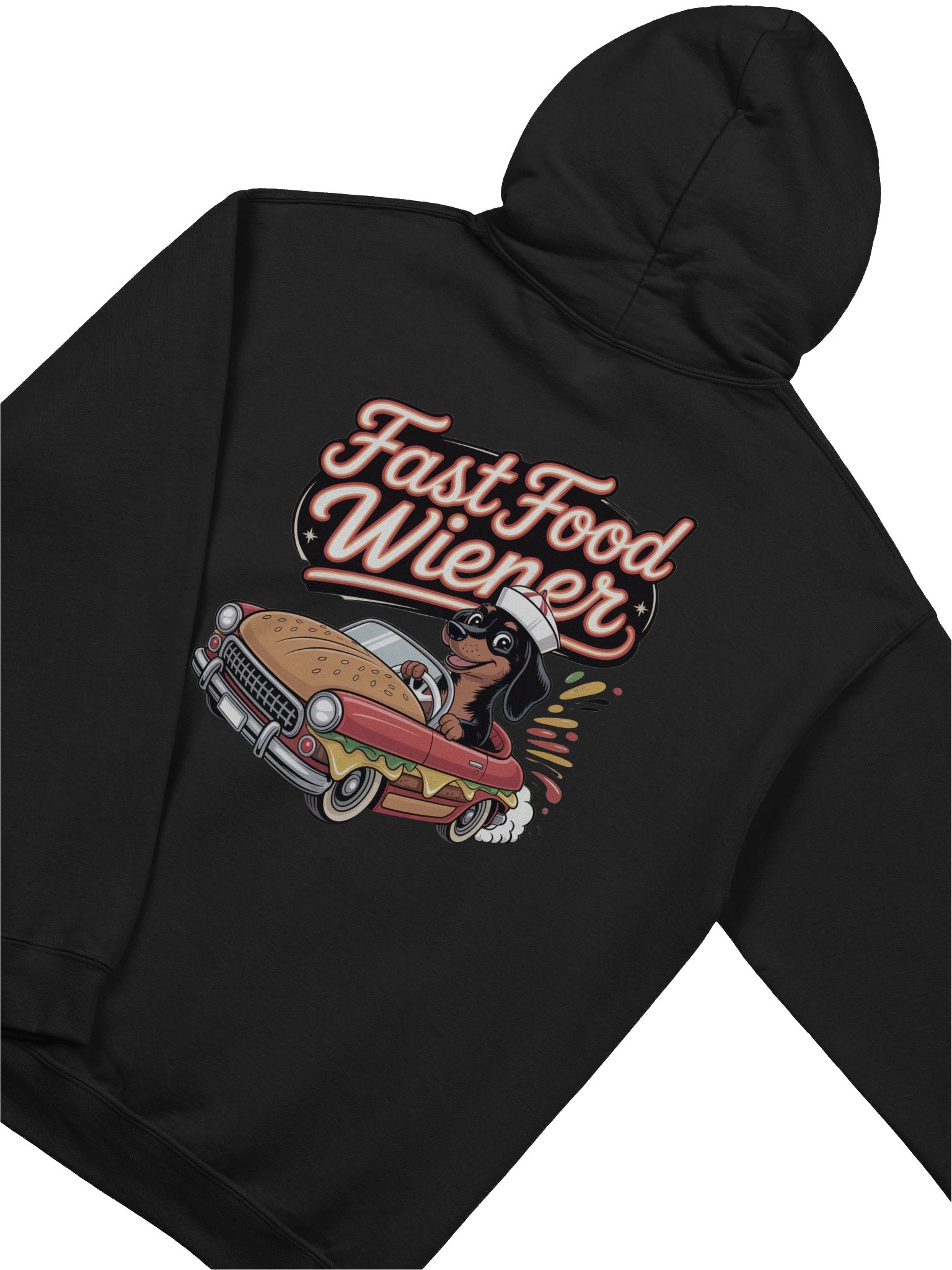 Fast Food Wiener Hoodie – Retro Drive-Thru Dachshund Delight product image (4)