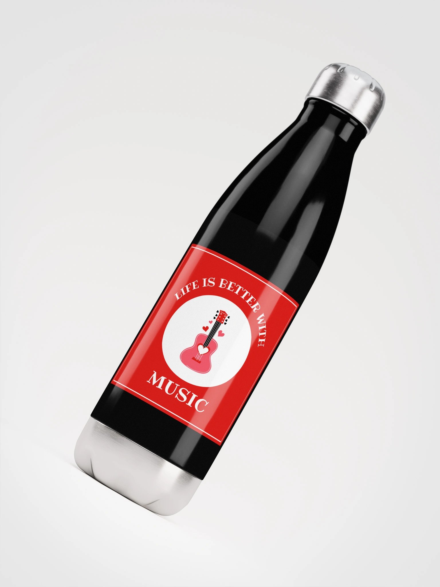 LIFE IS BETTER with MUSIC Stainless Steel Water Bottle product image (4)