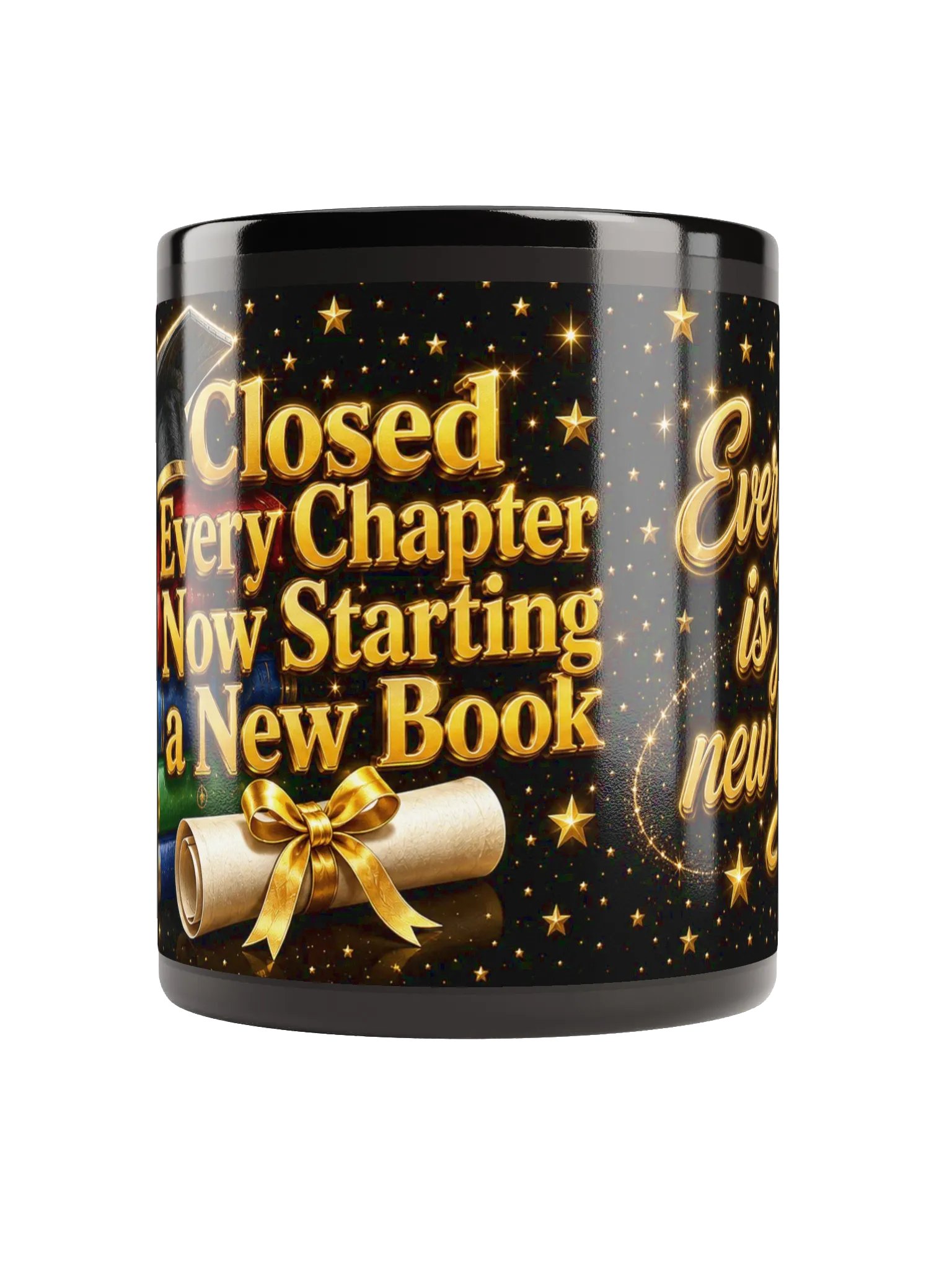 Closed Every Chapter — Black Glossy Graduation Mug product image (2)