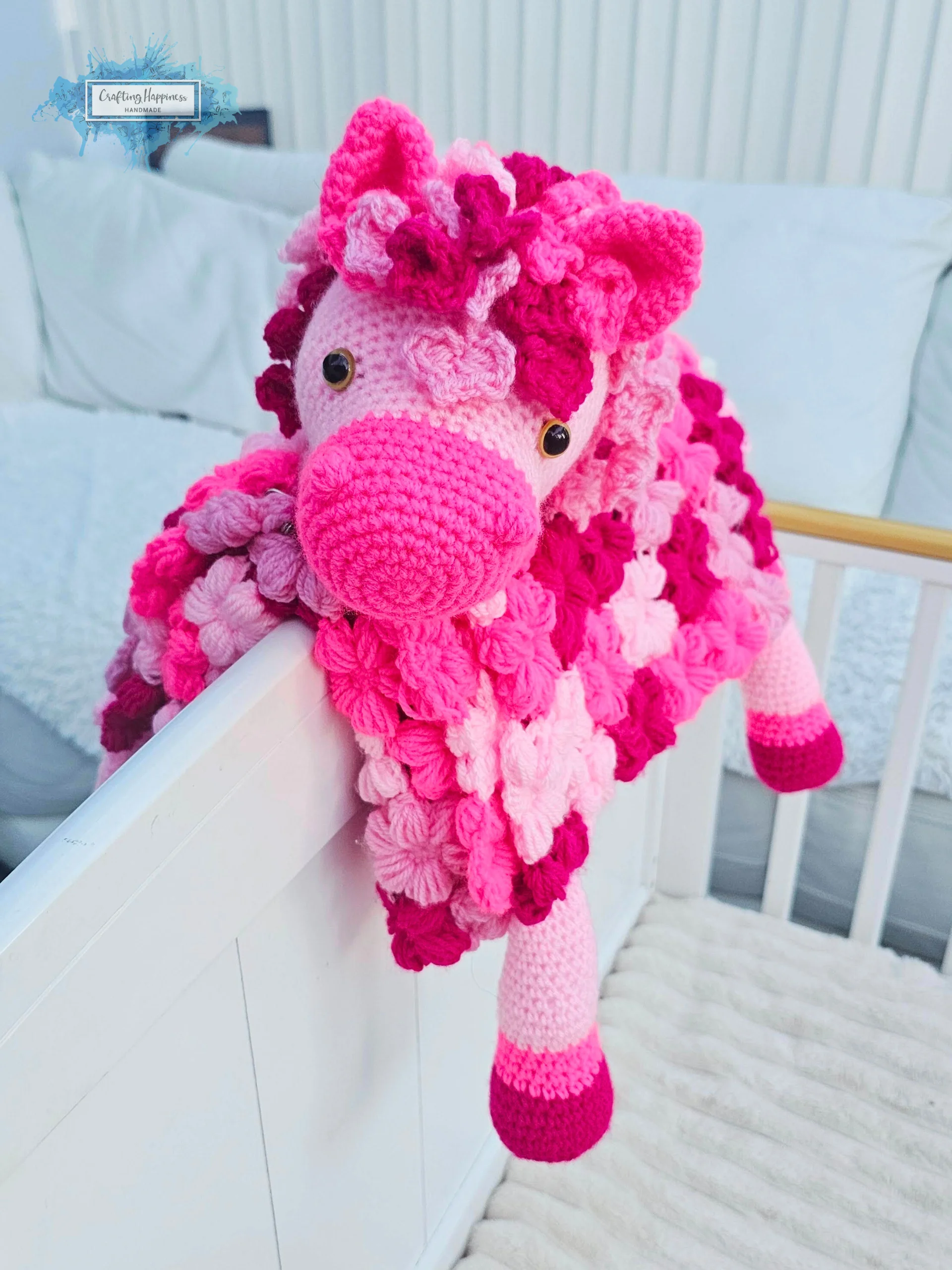 Pink Pony Baby Blanket Crochet Pattern | Folding Farm Horse Toy (PDF) product image (6)