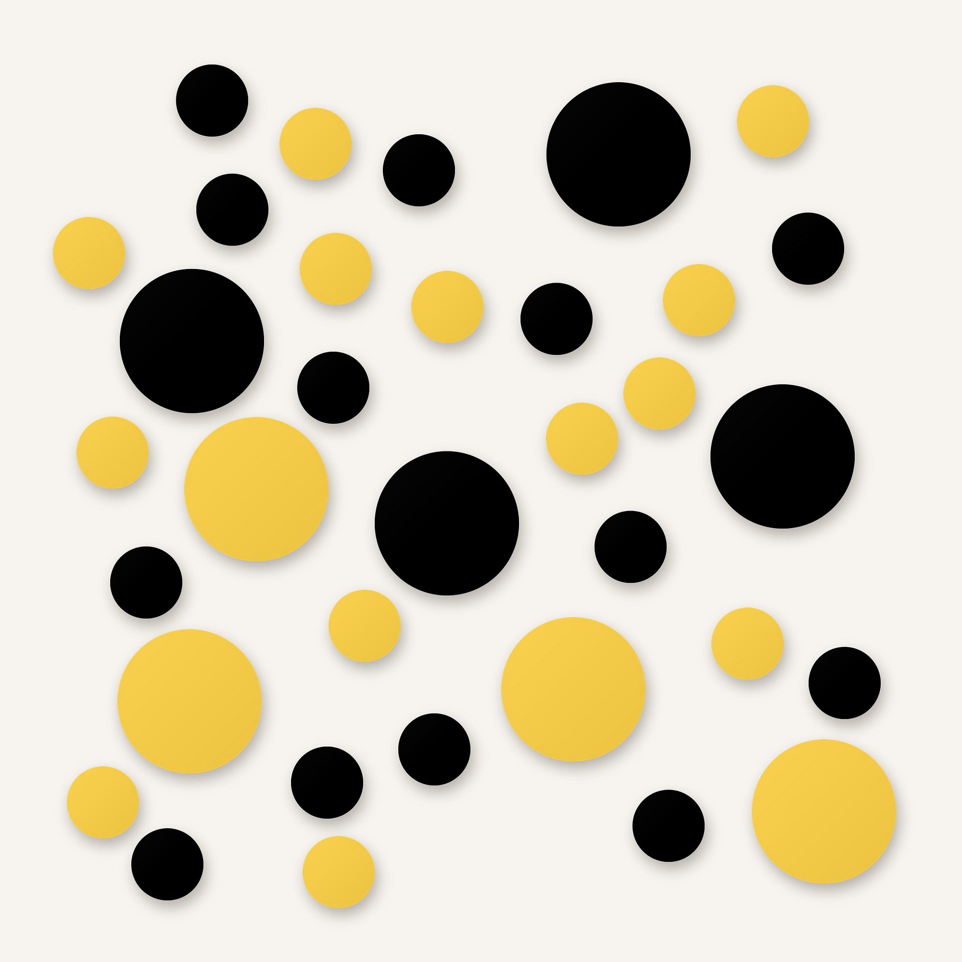 Black and Yellow Polka Dot Wall Decals, 2" and 4" Vinyl Circle Stickers, Removable Dot Decals for Nursery, Kids Room, Playroom product image (1)