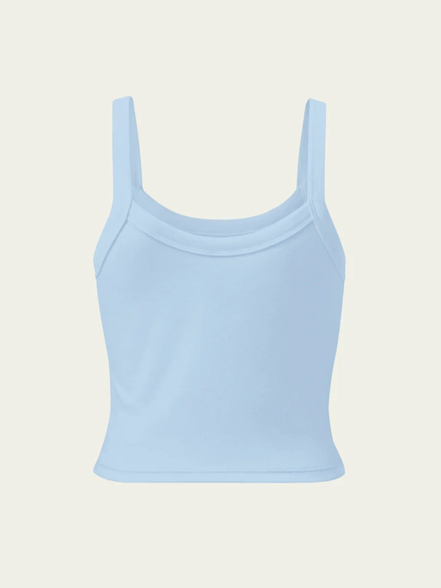 Ribbed Crystal Heart Tank Top - Baby Blue product image (4)