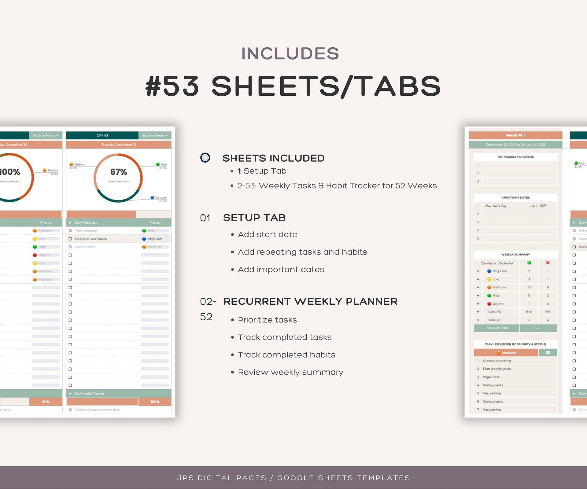 Recurring Task Manager, Google Sheets Template, Dynamic Monthly Calendar product image (2)