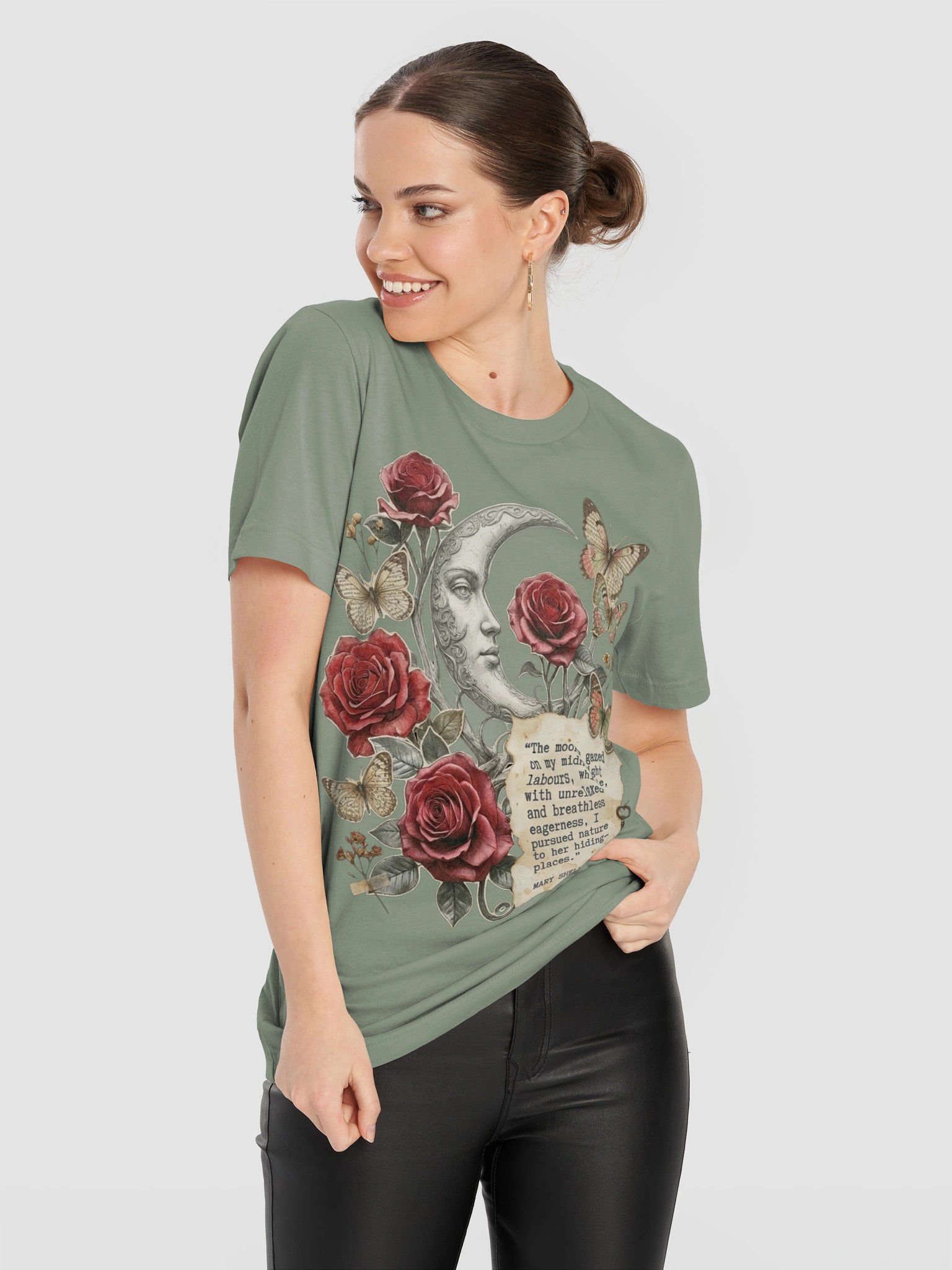 Mary Shelley Quote Shirt, Gothic Literature Tee, Dark Academia Floral Shirt product image (12)