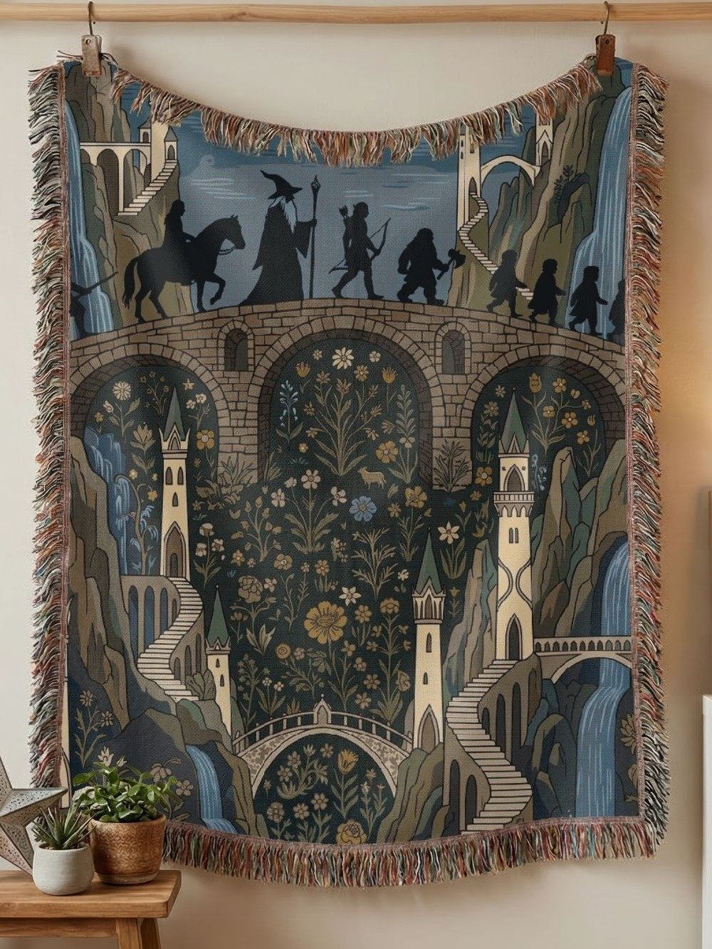 Lotr Fellowship Journey Woven Blanket — Wizard & Travelers Bridge Tapestry product image (3)