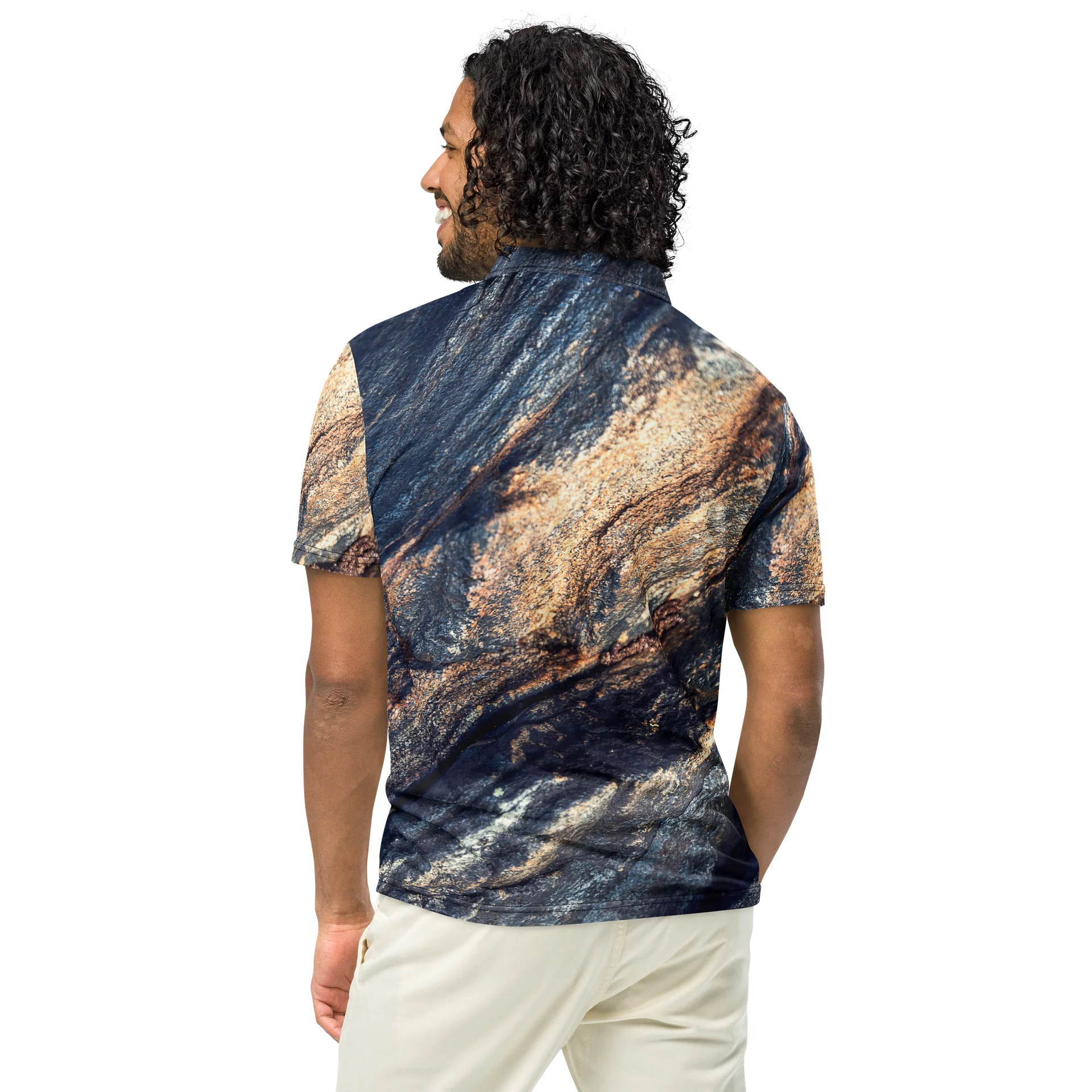 Obsidian Vein Men's All-Over Print Dark Mineral Slim Fit Polo Shirt product image (5)