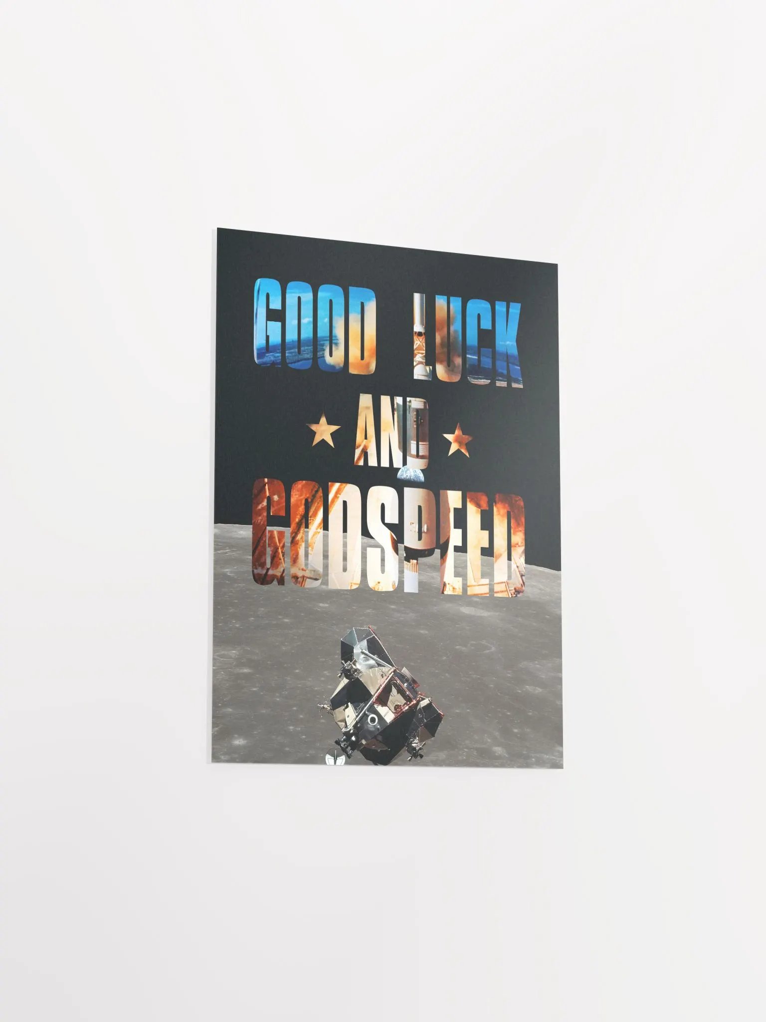Good Luck and Godspeed / NASA, Apollo missions, Moon — space poster, science poster, space art, space collage product image (8)