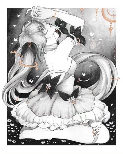 My piece for Oaktea's DTIYS 🌸🩷🖤 

I knew I wouldn't have time to paint this in colour so I thought I'd visit an old love of m...