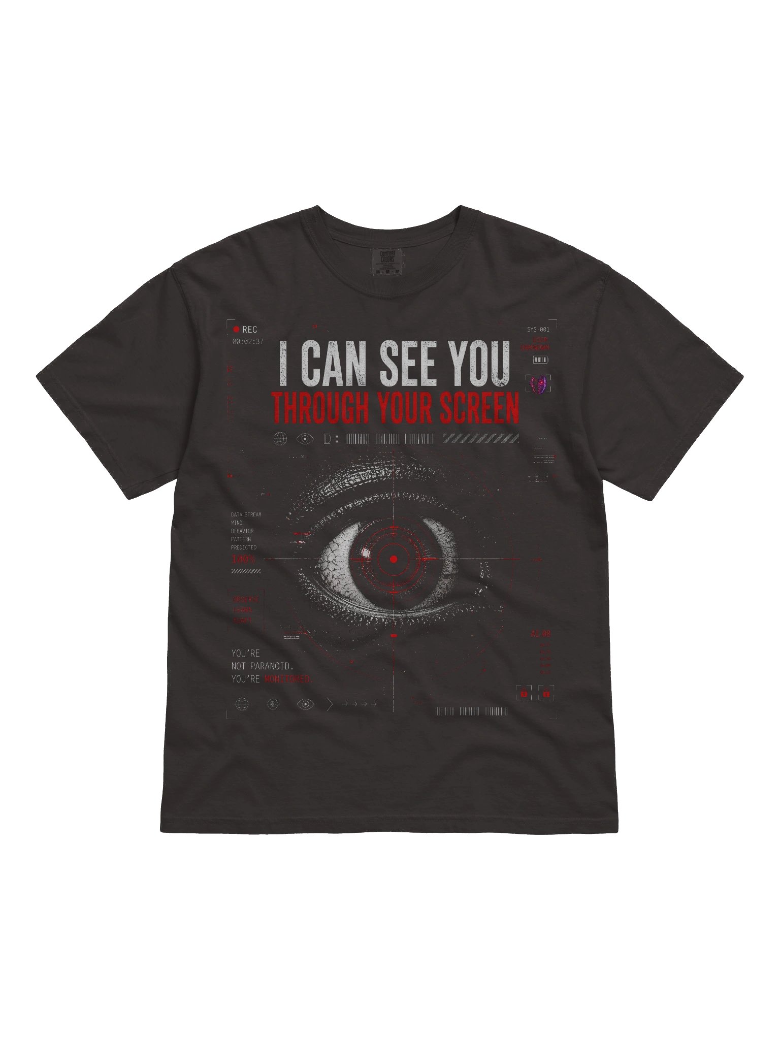 I CAN SEE YOU – AI Surveillance Cyberpunk T-Shirt | Glitch Horror Streetwear product image (1)