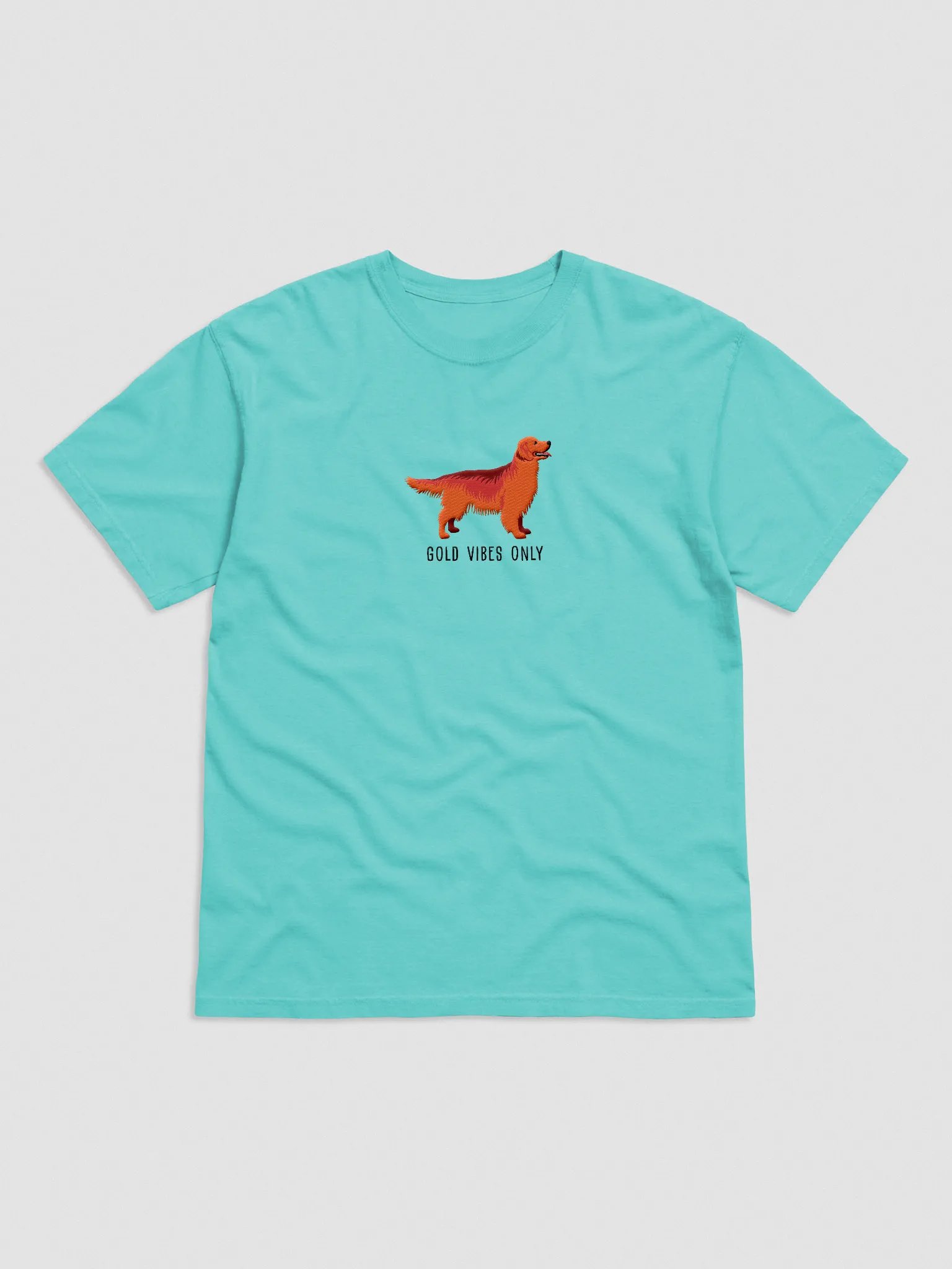 Gold Vibes Only T-Shirt(Embroidered) of a Golden Retriever(Red) product image (4)