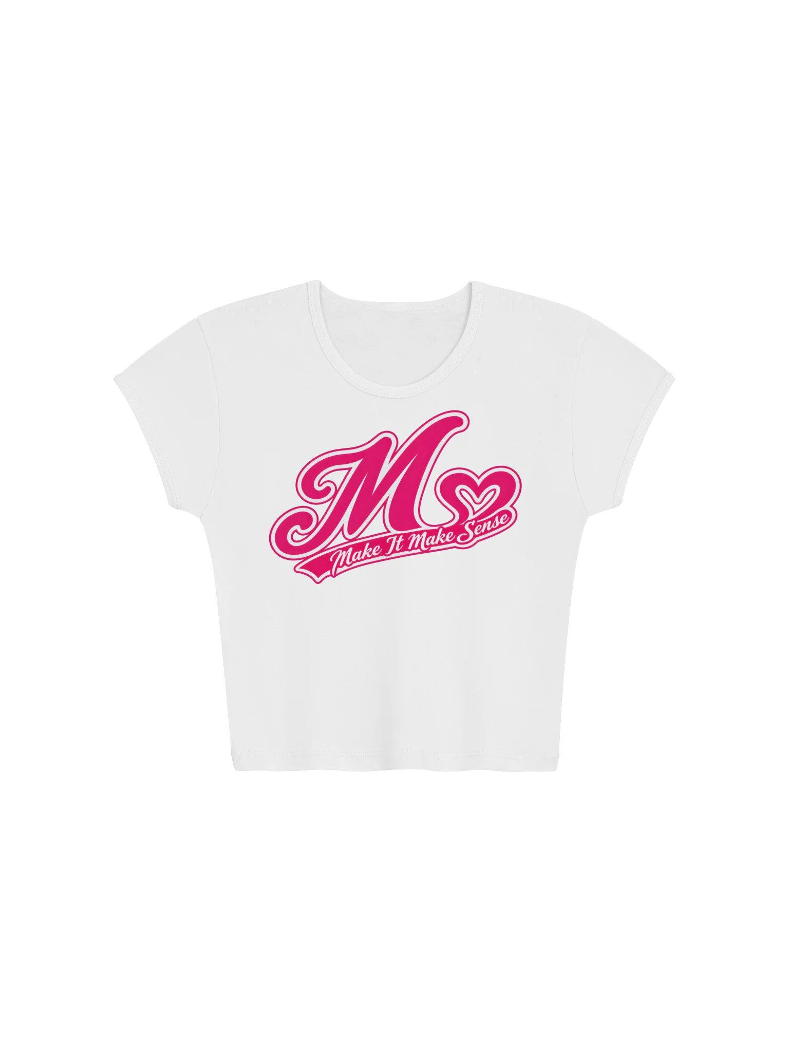Make It Make Sense Women’s Pink Heart Logo Baby Tee product image (1)
