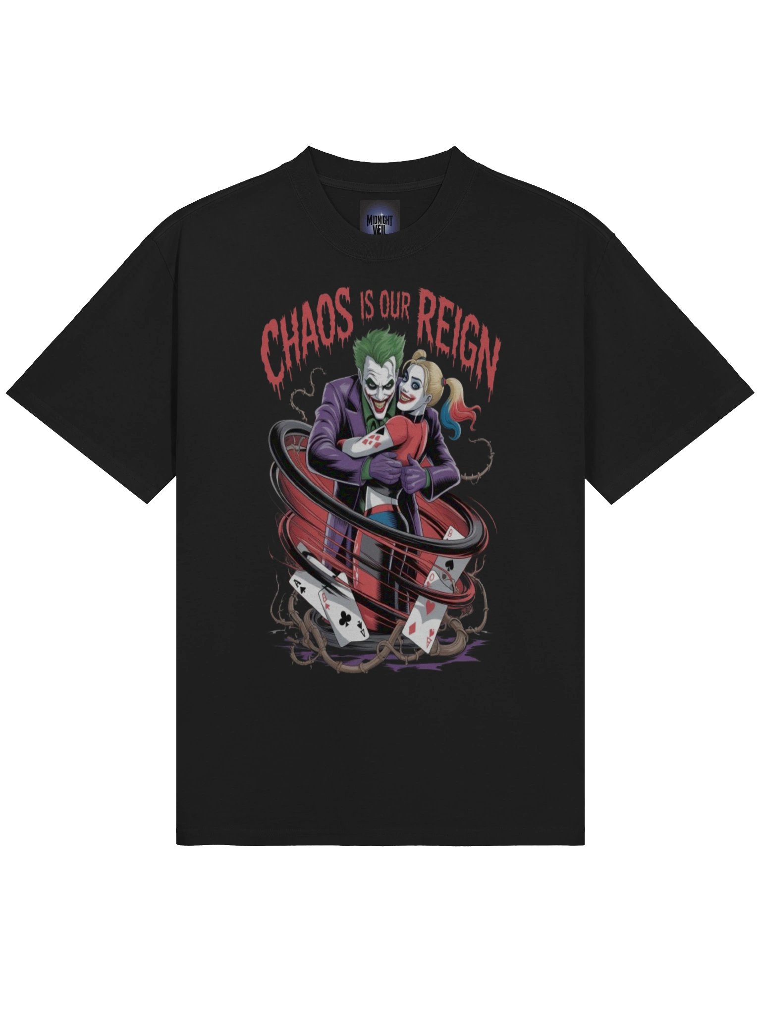 Joker & Harley Quinn 'Chaos is Our Reign' Oversized Faded T-Shirt product image (5)