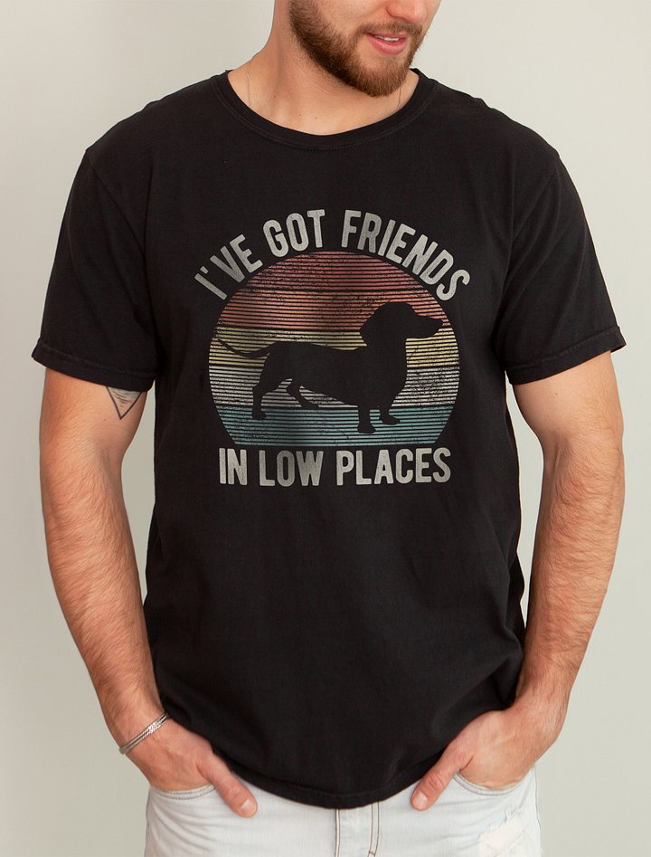 I've Got Friends in Low Places Dachshund T-Shirt | Funny Vintage-Style T-Shirt for Wiener Pawrents product image (2)