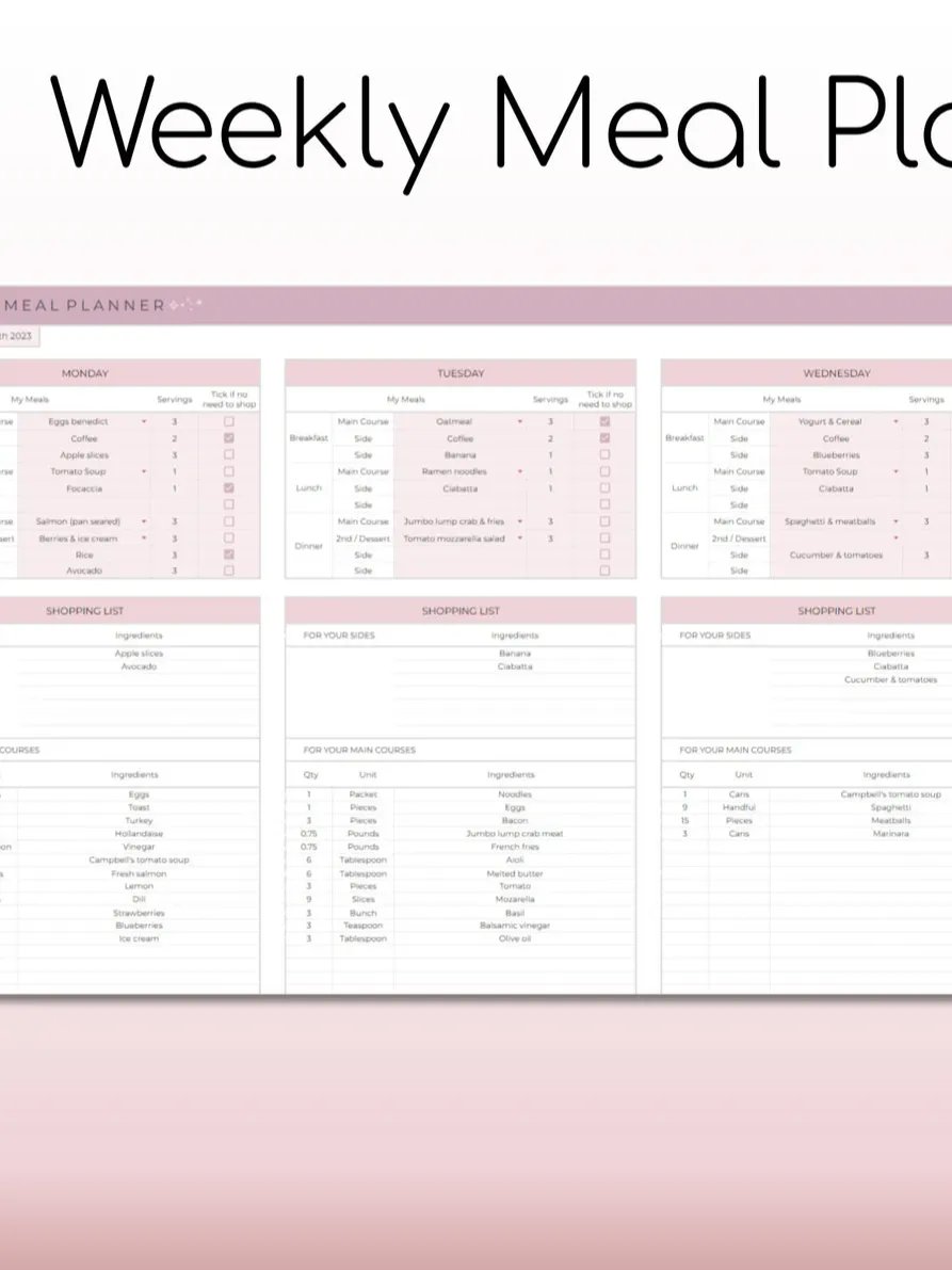 Meal Planner Template for Google Sheets product image (3)