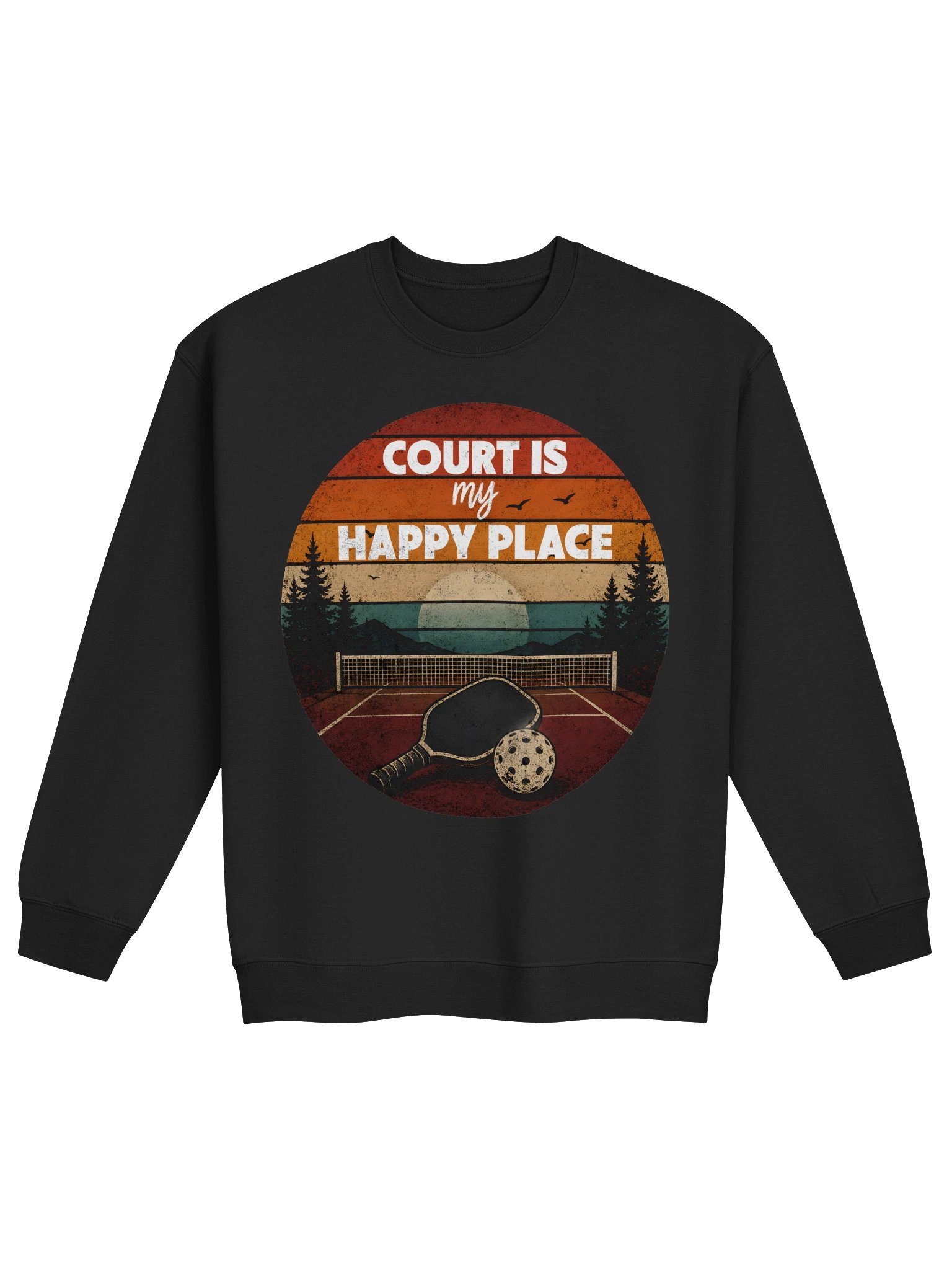 Court Is My Happy Place Pickleball Sweatshirt – Funny Pickleball Sweatshirt product image (3)